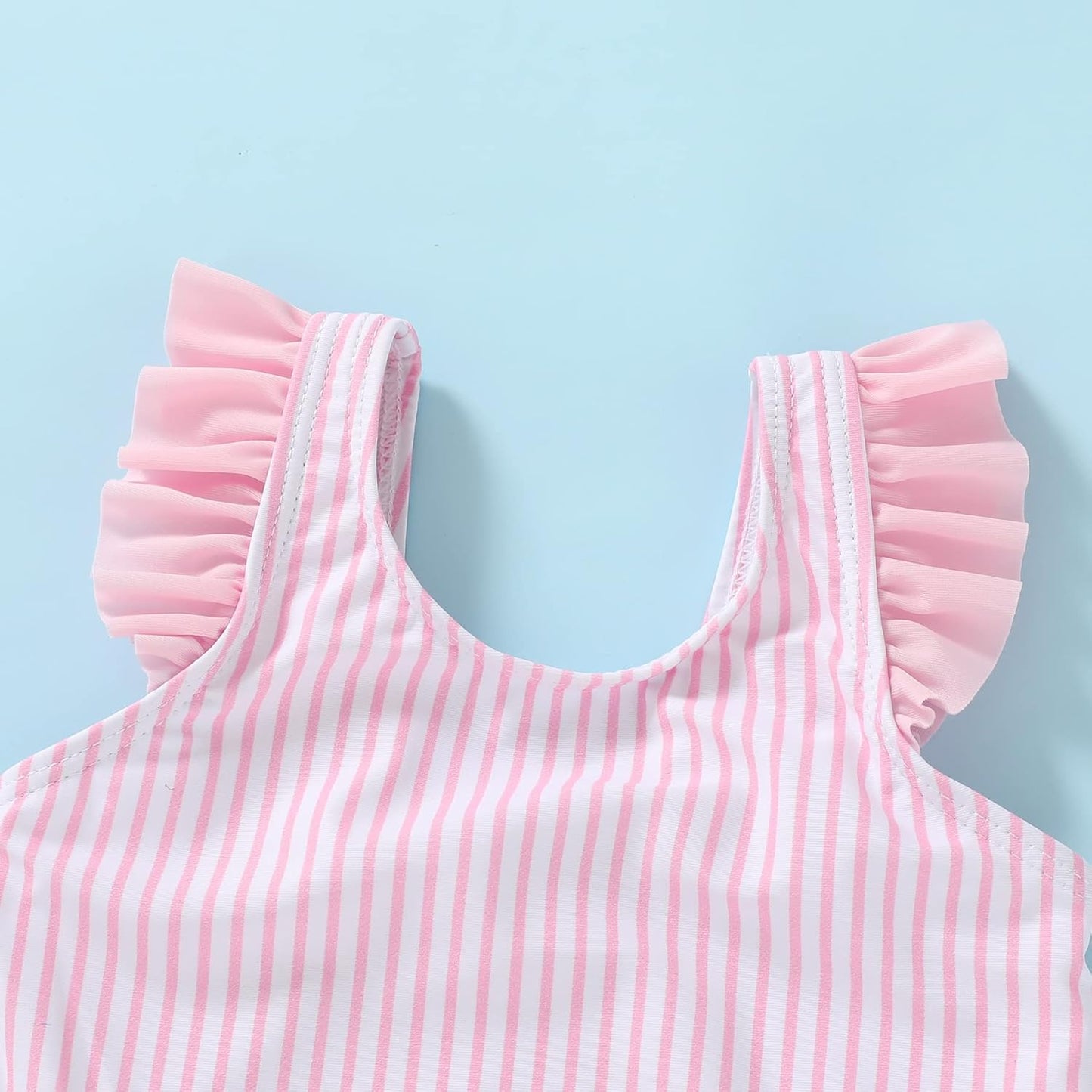 Tiny Cutey Toddler Girl Swimsuit Ruffled Stripe Sleeveless Swimwear One-Piece Baby Girl Bathing Suits