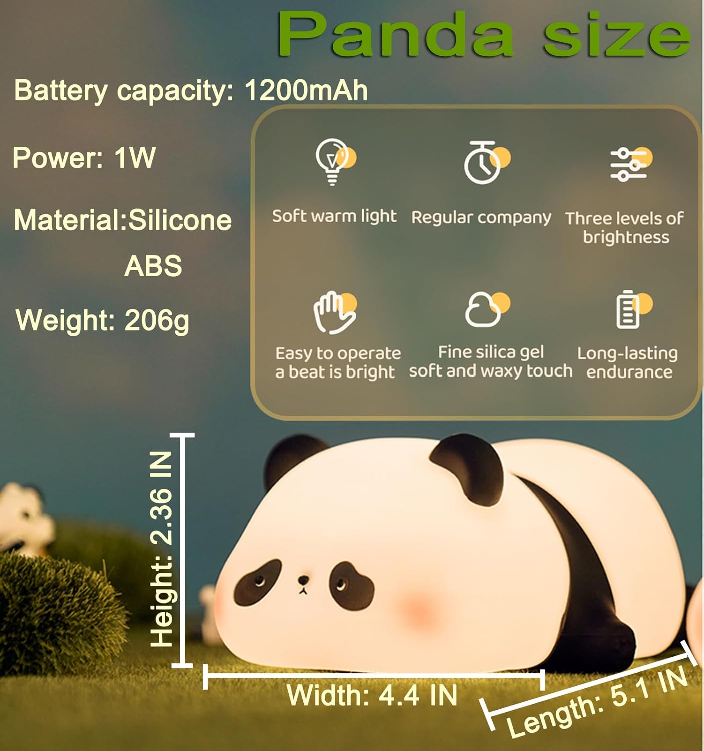 DREAMING MY DREAM Cute Panda Night Light, LED Squishy Novelty Animal Night Lamp, 3 Level Dimmable Nursery Nightlight for Breastfeeding Toddler Baby Kids Decor, Cool Gifts Kids (Panda Pangda)
