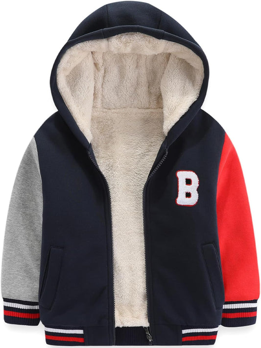Bumeex Kids Boy's Girl's Sherpa Fleece Lined Jacket Spring Fall Winter Zip up Sweatshirt Hoodie 2-14Y(Toddler/Kid)