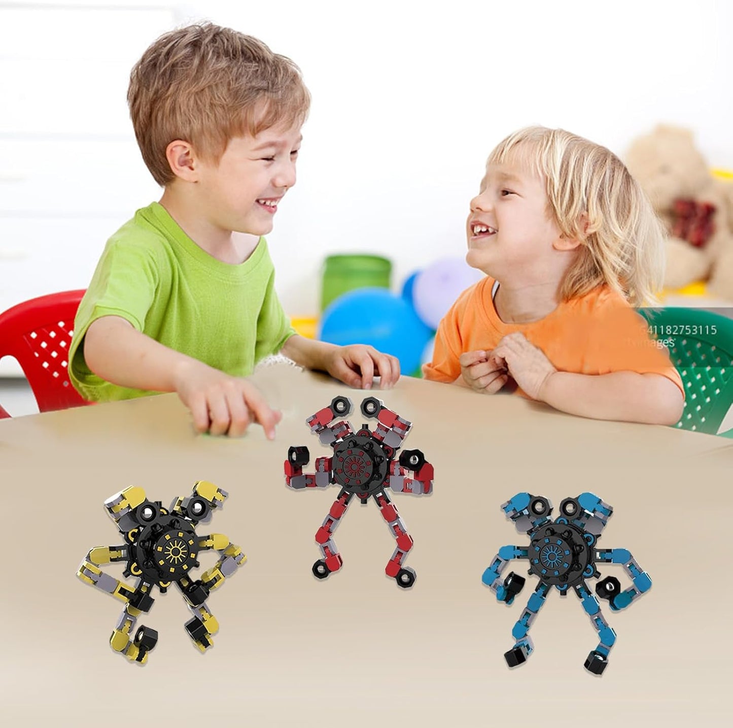 3Pcs Fidget Spinners, DIY Robot Fingertip Toys Decompression Spinner,Party Supplies Stress Relief Chain Toys for Kids Adults