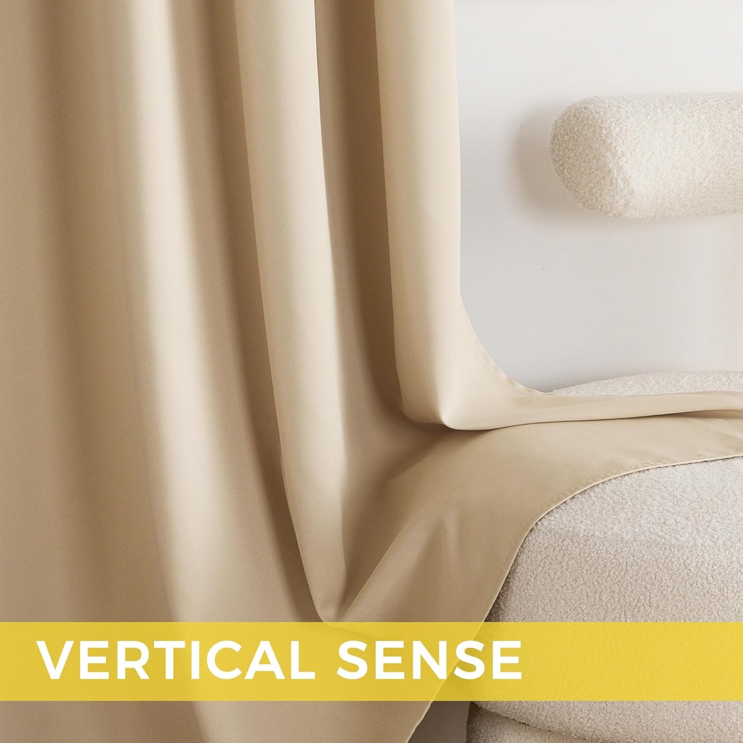 NICETOWN Biscotti Beige Blackout Curtains 72 Inches Long Thermal Insulated 2 Panels Set, W52 Soundproof Light Blocking Drapes for Living Room, Bedroom, Window, Girls Room, W52 x L72