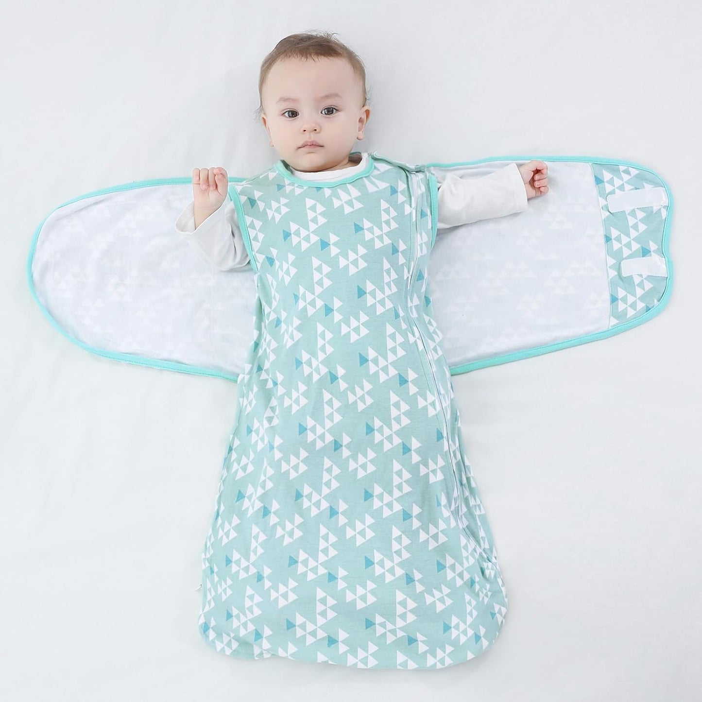 Sleepsack Swaddle,Adjustable Wearable Baby Sleep Sack XL,Miracle Swaddle for Babies Large,100% Cotton,6-12 Months(Green)