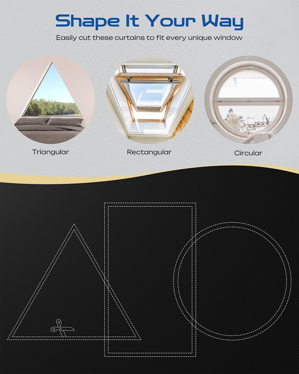 24" W x 72" L 100% Portable Blackout Curtains, Total Darkness No-Drill Black Out Window Cover,Temporary Blackout Shades with Hook & Loop Tape, for Bedroom, Nursery, Dorm, Travel (Black)