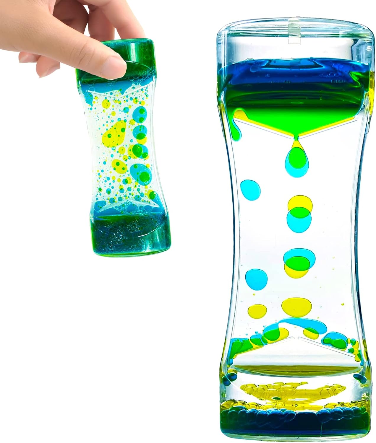 Liquid Motion Bubbler Timer Sensory Toys for Relaxation, Water Timer Fidget Toy for All Age, Motion Bubble Toy Sensory Play for Office Home (Blue & Yellow, 1 Pack)