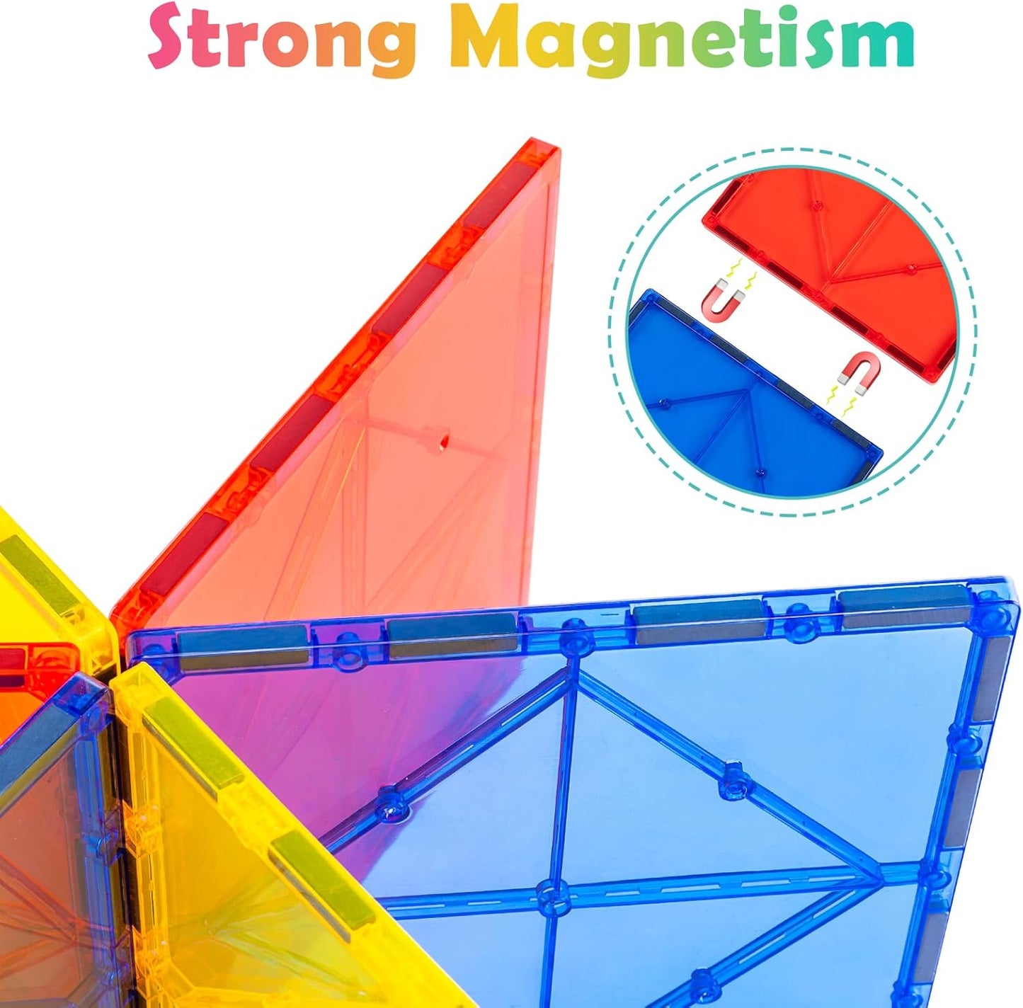 Gemmicc 6 PCS Large Magnetic Tiles,Jumbo Magnet Base Plates,STEM Magnetic Building Blocks for Kids Boys Girls