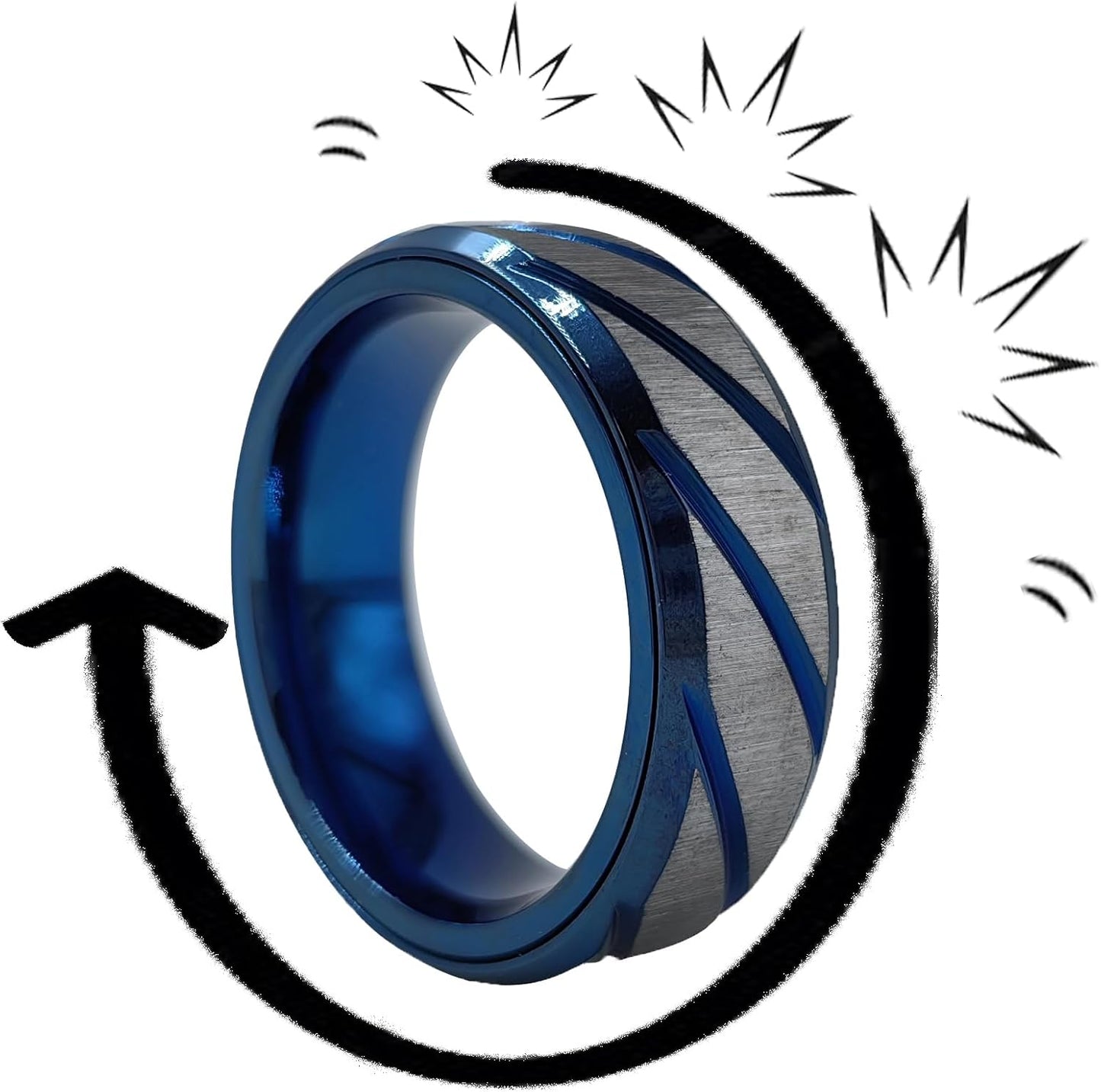 EDC Fidget Slider Fidget Toy Adult Stress Relief Metal Ratchet Ring Jewelry ADHD Recreational Fidget Toy Tactile Coin (Blue, 11)