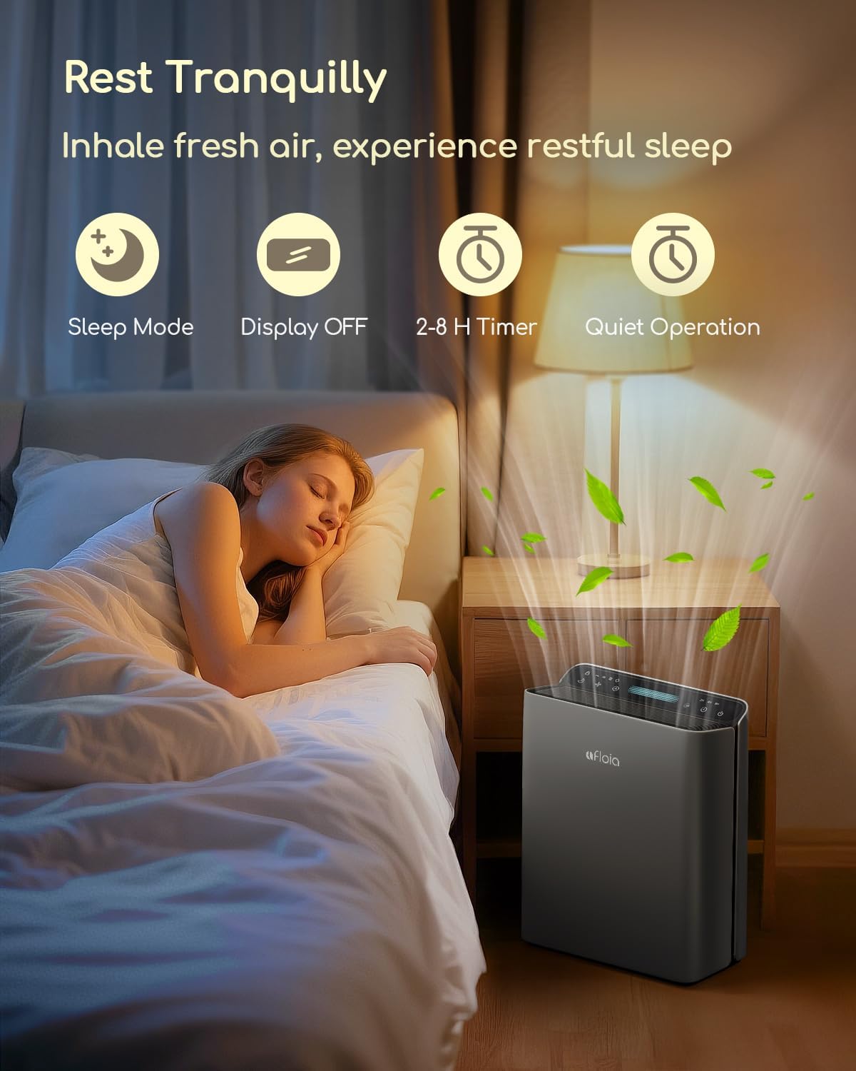 Afloia Air Purifier for Home Large Room Bedroom Up to 2000Ft² with PM2.5 Air Quality Monitor Smart Auto Mode, Washable Pre Filter Cleaner for Pet, Grey