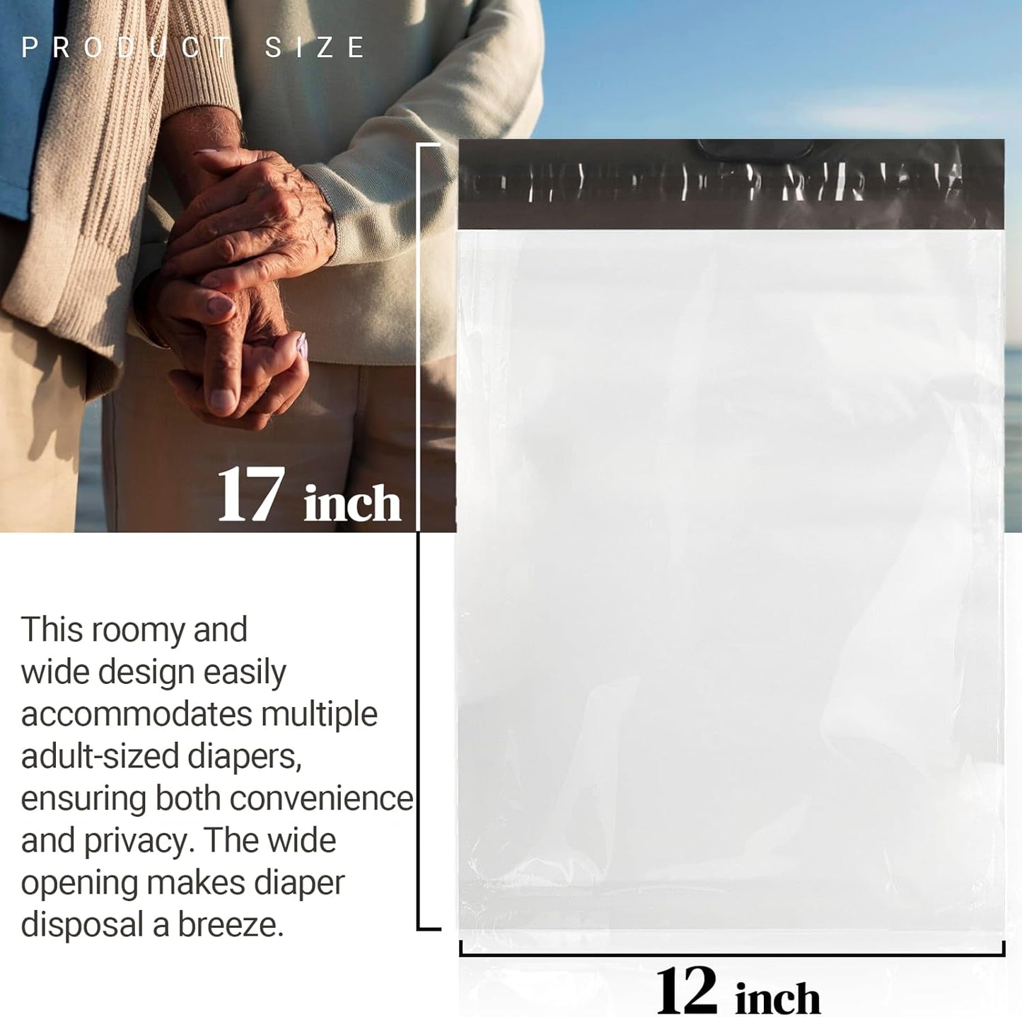 Calvana100 Pcs Extra Thick Adult Diaper Disposable Bags Odor Tight Sealing Disposal Bags Tear Resistance Adult Diaper Genie Extra Large Prevents Leakage Incontinence Disposal Bags (12 X 17 In)