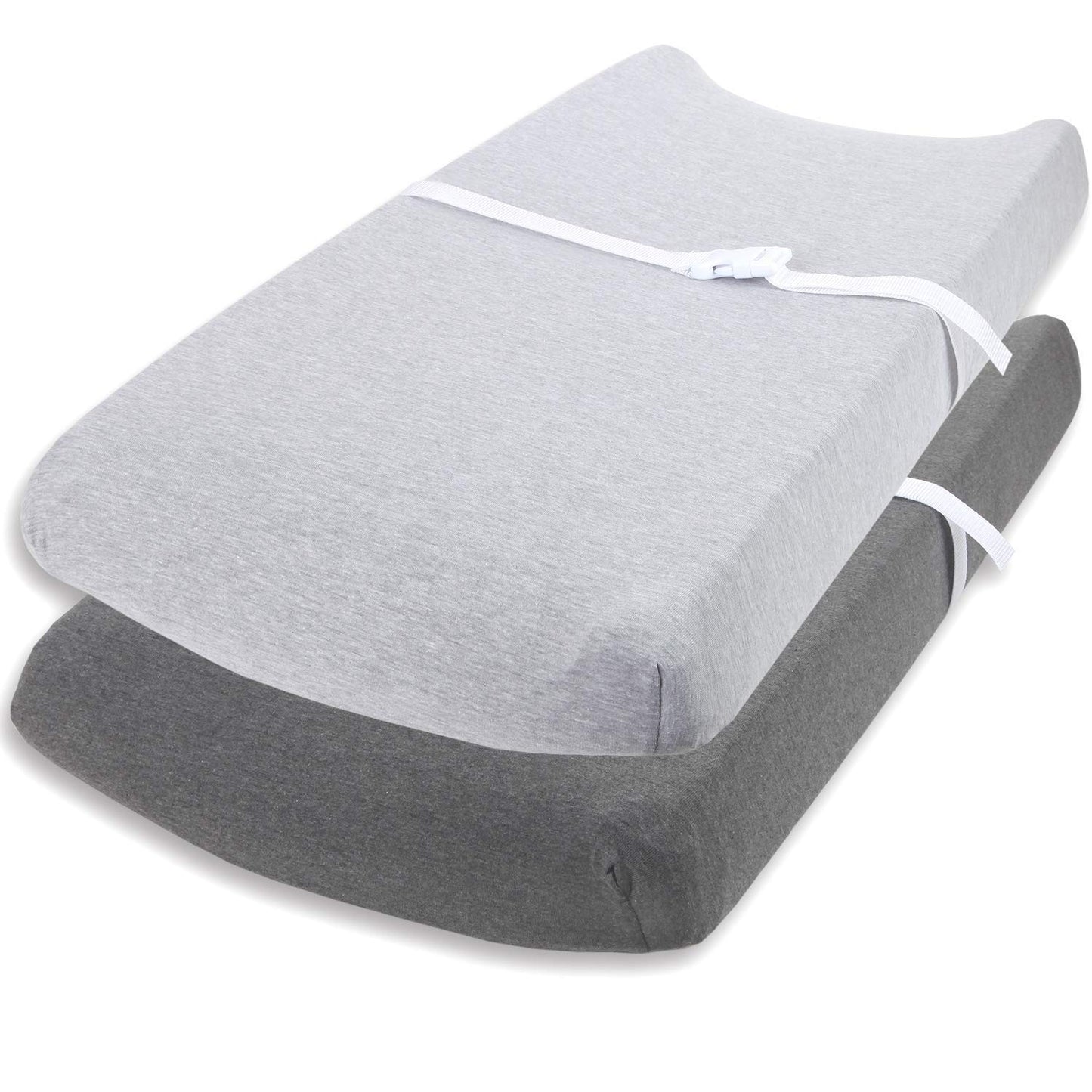Cuddly Cubs Changing Pad Covers – 2 Pack – Snuggly Soft Plush Cotton Changing Table Covers for Boy, Girl – Fits Perfectly on Summer Infant and Other 16 x 32 Baby Changing Table Pads – Heather Grey