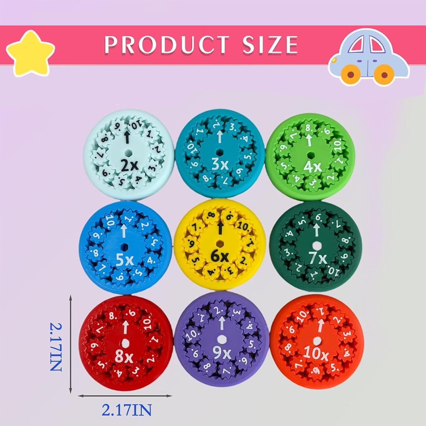 Math Fidget Spinners,Educational Math Fact Fidget Spinners - Learn Division & Multiplication - Perfect for Stimmers & Fidgeters (Add Or Subtract 9pcs)