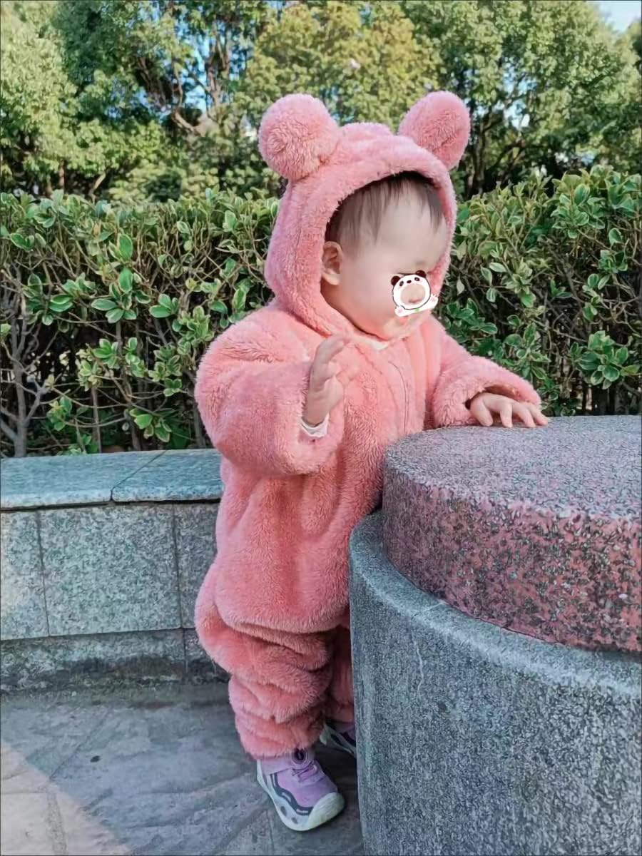 Newborn Baby Snowsuit Fleece Lined Onesie Outfits Warm Hooded Romper for Infant