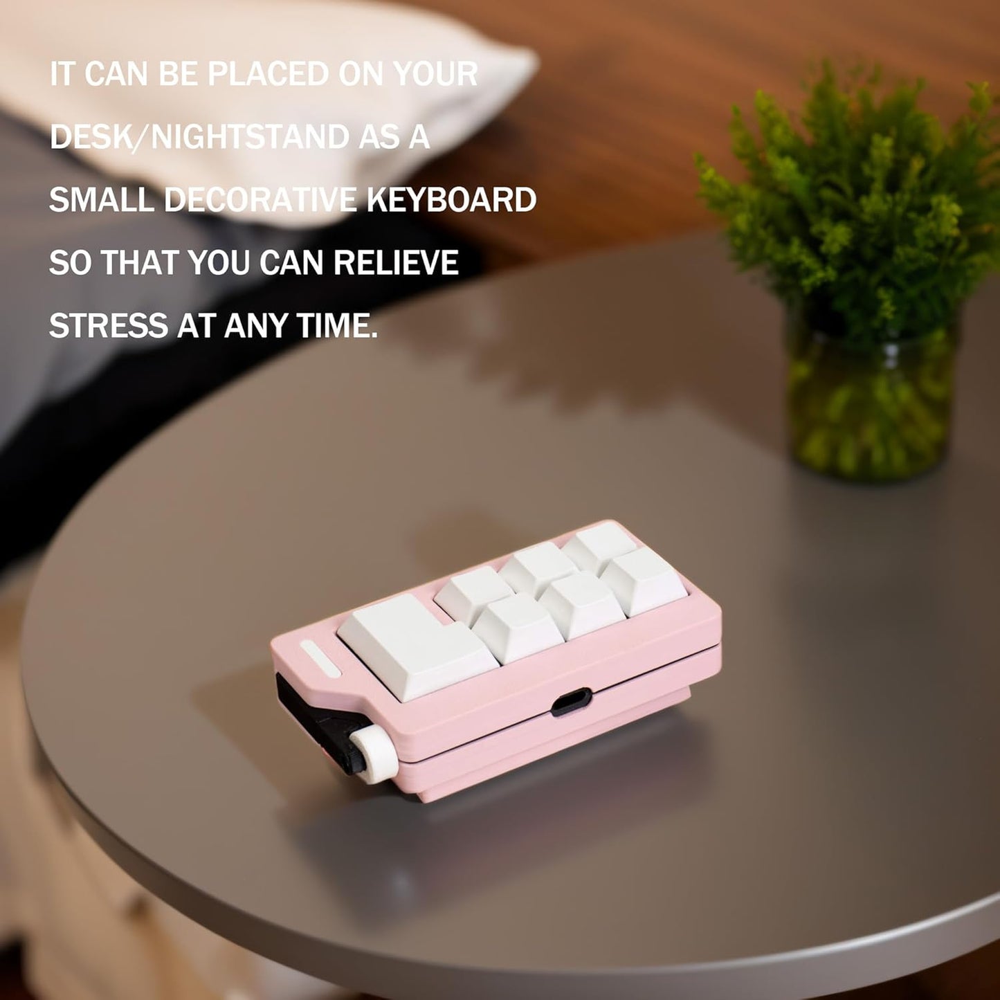 Keyboard Fidget Toys for Adults 3D Printing Keyboard Clicker Fidget Sensory Fun Toys with Keycaps Switch for Anxiety Decompression (Pink)