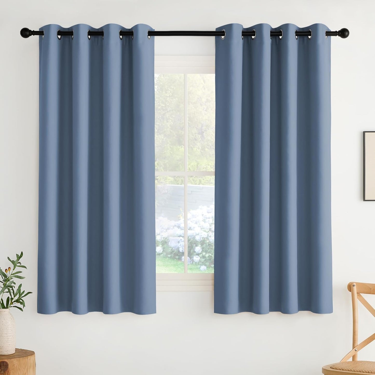 NICETOWN Stone Blue Energy Saving Drapes - Grommet Thermal Insulated Shades for Home Office, Yard, Flat, Bedroom, Hall - Durable, 2 Panels, W52 x L63