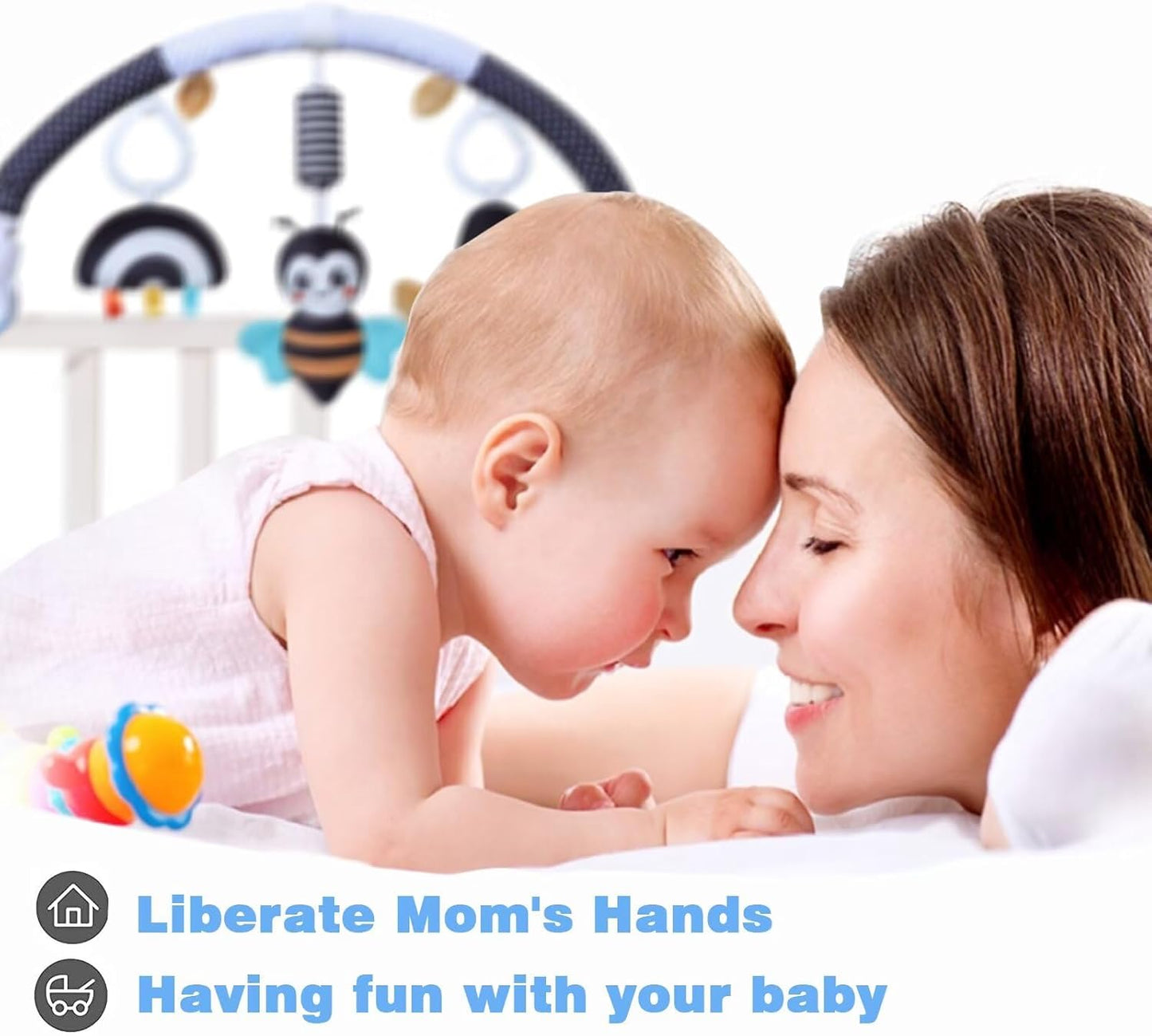 Pau1Hami1ton Baby Stroller Arch Toys, Car Seat Toys,Bouncer Toy Bar/Mobile for Bassinet,Adjustable Baby Hanging Toys Fit for Crib Bed,Stroller,Car Seat.S-19(Black Bee)