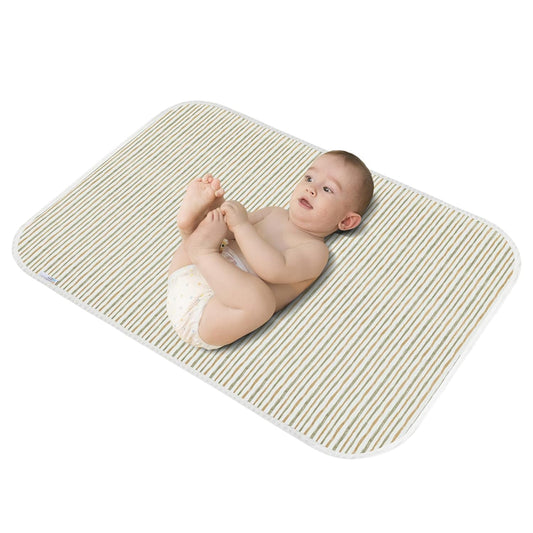 Baby Diaper Changing Pad, 21 5/8" x 31.5" Waterproof Changing Pad Liners - Reusable Soft and Absorbent Portable Changing Mat(Stripe1PCS)