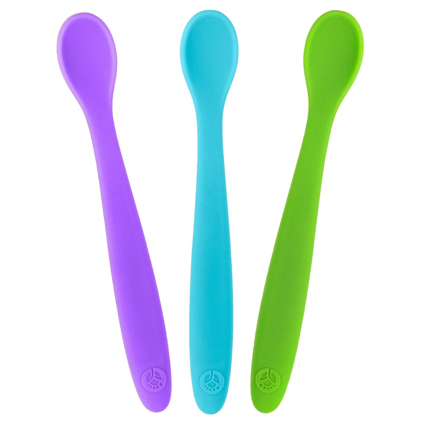 WeeSprout Silicone Baby Spoons - First Stage Infant Feeding Utensils With Soft-Tip, Bendable Kitchenware for Parent & Self-Feeding, Ultra-Durable, Dishwasher Safe, Travel Case, Set of 3