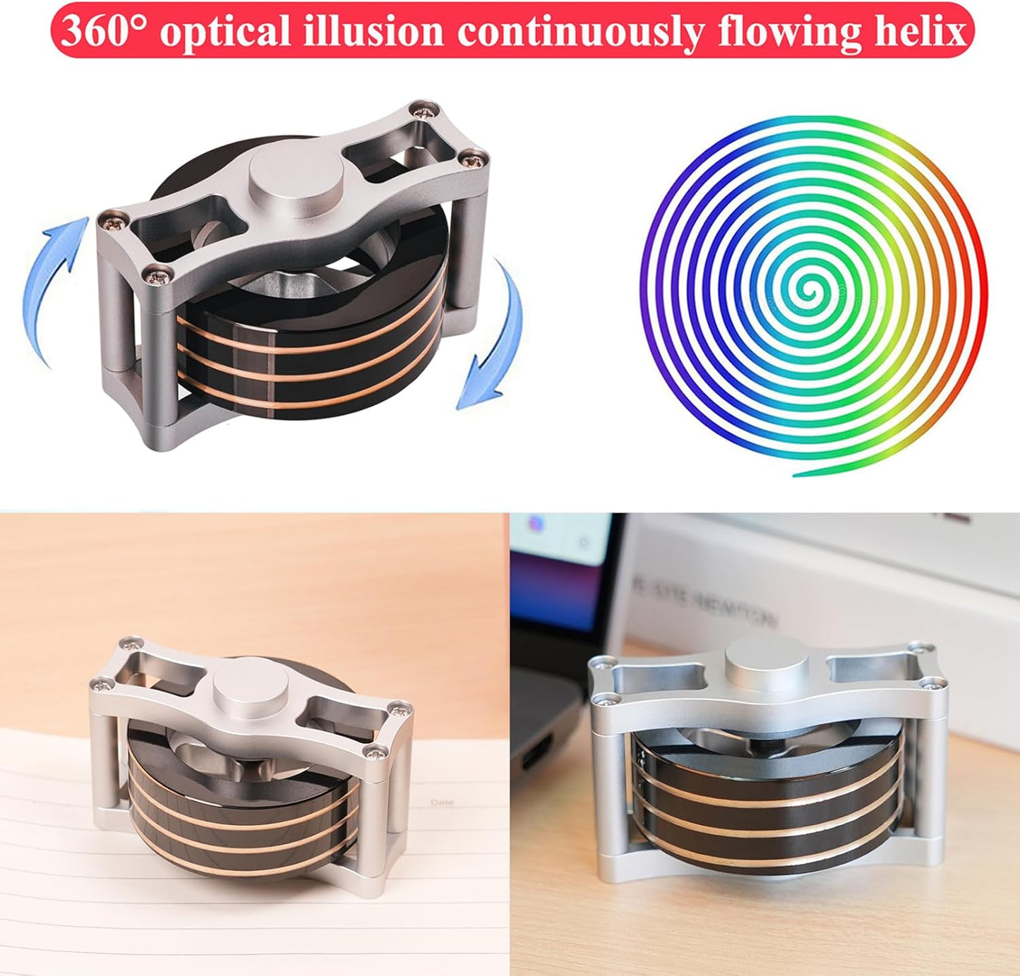 Desk-Kinetic-Toys Cool-Gadgets for Fidget: 20Mins Spinning-Tops, Cool-Stuff Figet Game for Adult Teen Children Kid, Optical-Illusion Stress Relief Gifts for Man Women Office School Home Christmas