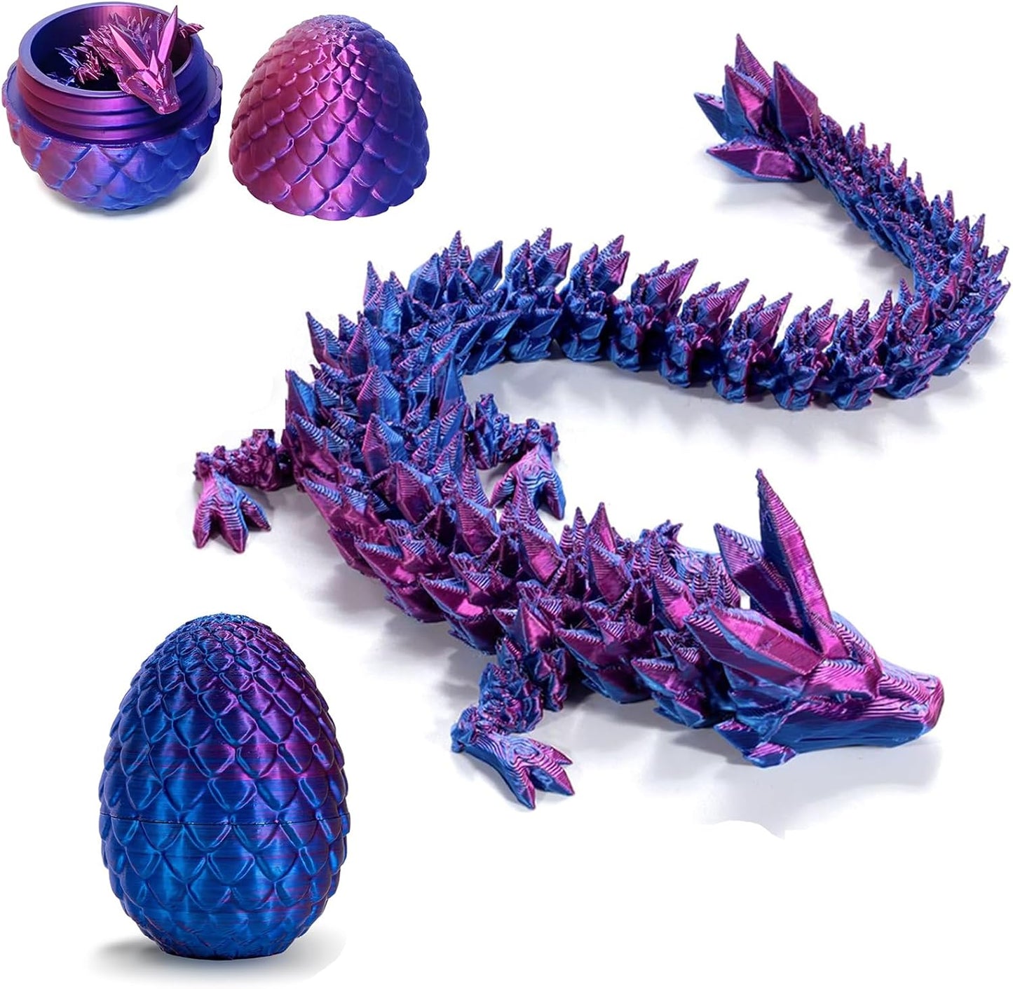 3D Printed Dragon Egg,Mystery Crystal Dragon Fidget Toys,Articulated Dragon,Home Desk Decor Easter Surprise Dinosaur Eggs,Adults Fidget Toys for Autism/ADHD