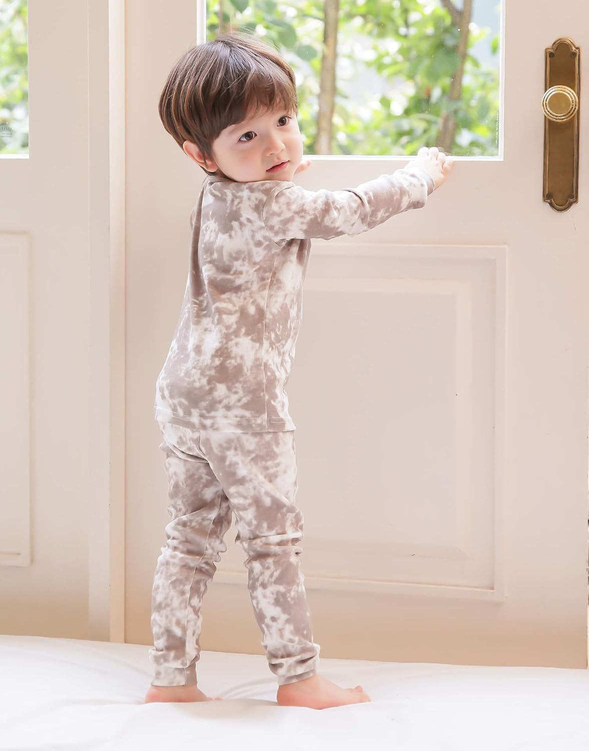 VAENAIT BABY 12M-12Y Toddler Kids Boys Girls 100% Cotton Marbling Tiedye Sung Fit Sleepwear Pajamas 2pcs Pjs Set