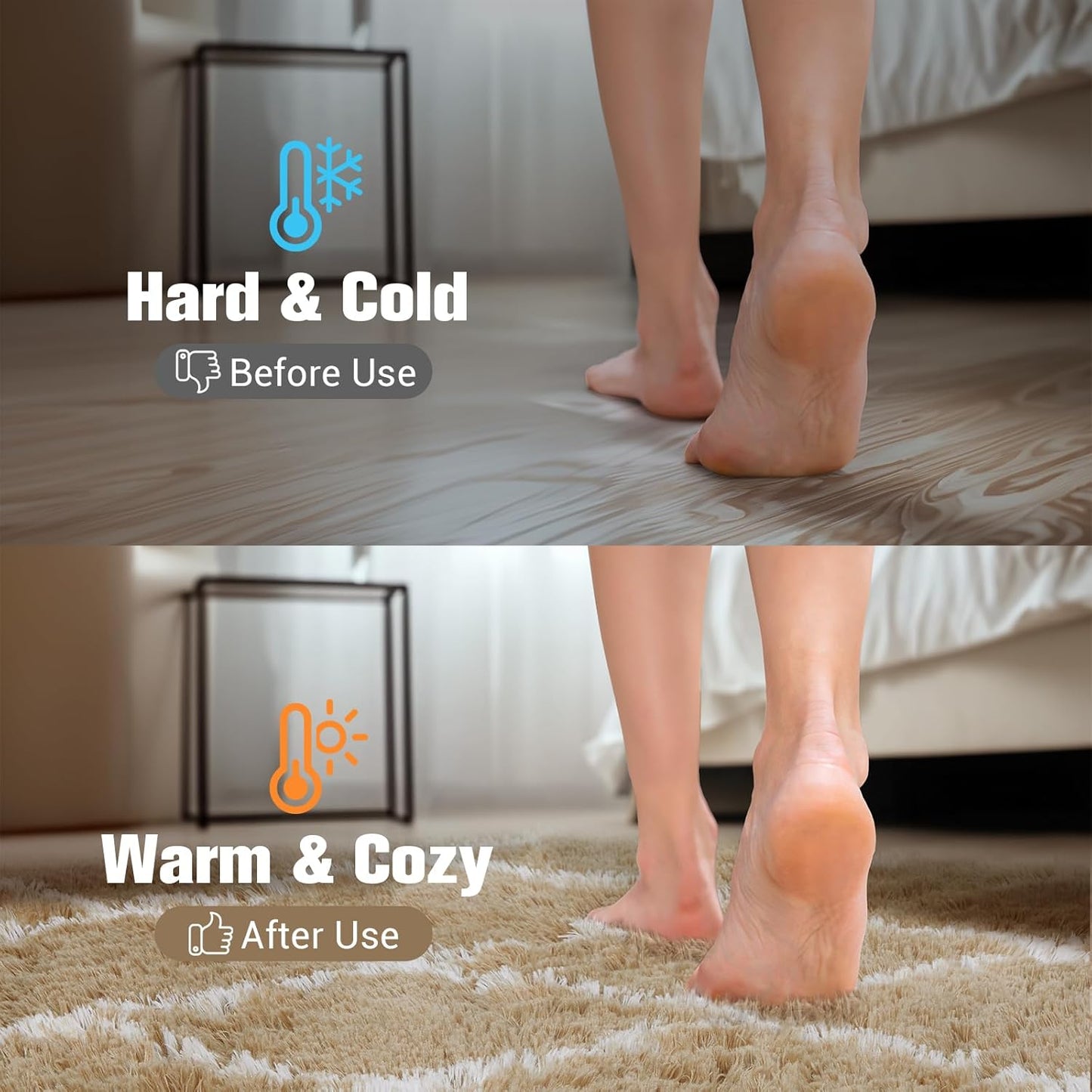 Fluffy Rug for Bedroom, 8X10Feet Stripe Checkered Rug Anti-Skid High Pile for Living Room Bedroom Kids Room Nursery, Dorm Home Decor