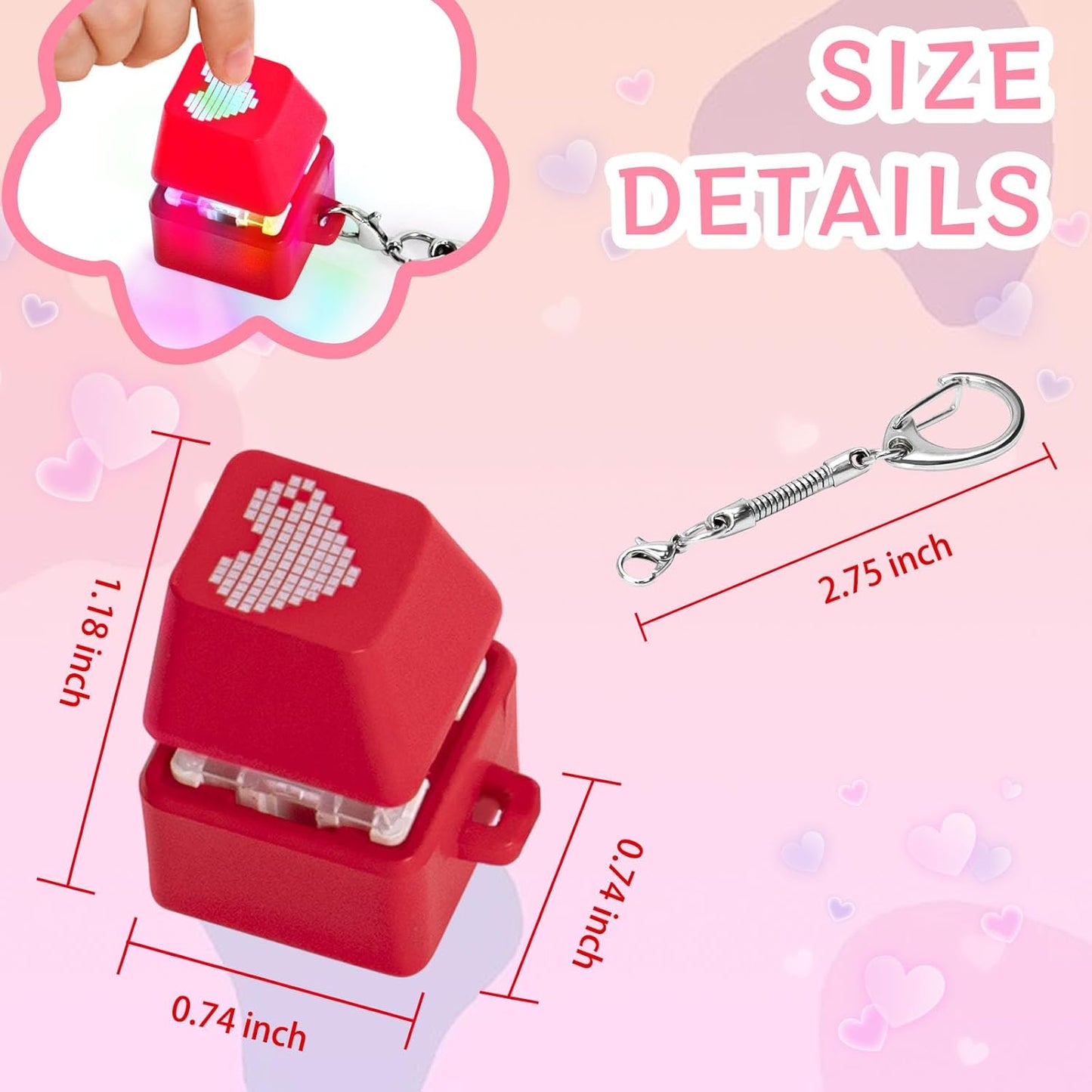 Keyboard Fidget Toys for Adults Keyboard Clicker with LED Light Keychain Fidget Sensory Fun Toys for Anxiety Decompression (Love, 1P)