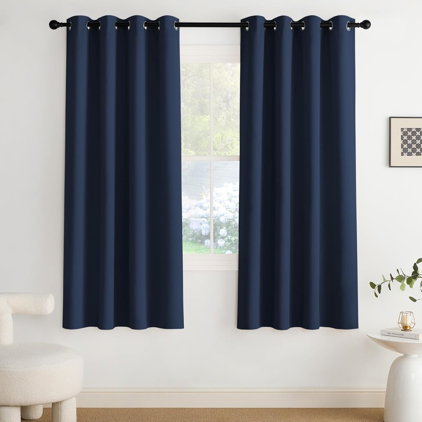 NICETOWN Navy Blue Blackout Curtains 72 inch Long, Thermal Insulated Grommet Privacy Energy Saving Shades for Bedroom, Living Room, Bathroom, Laundry, Patio, Closet, 2 Panels, W52 x L72