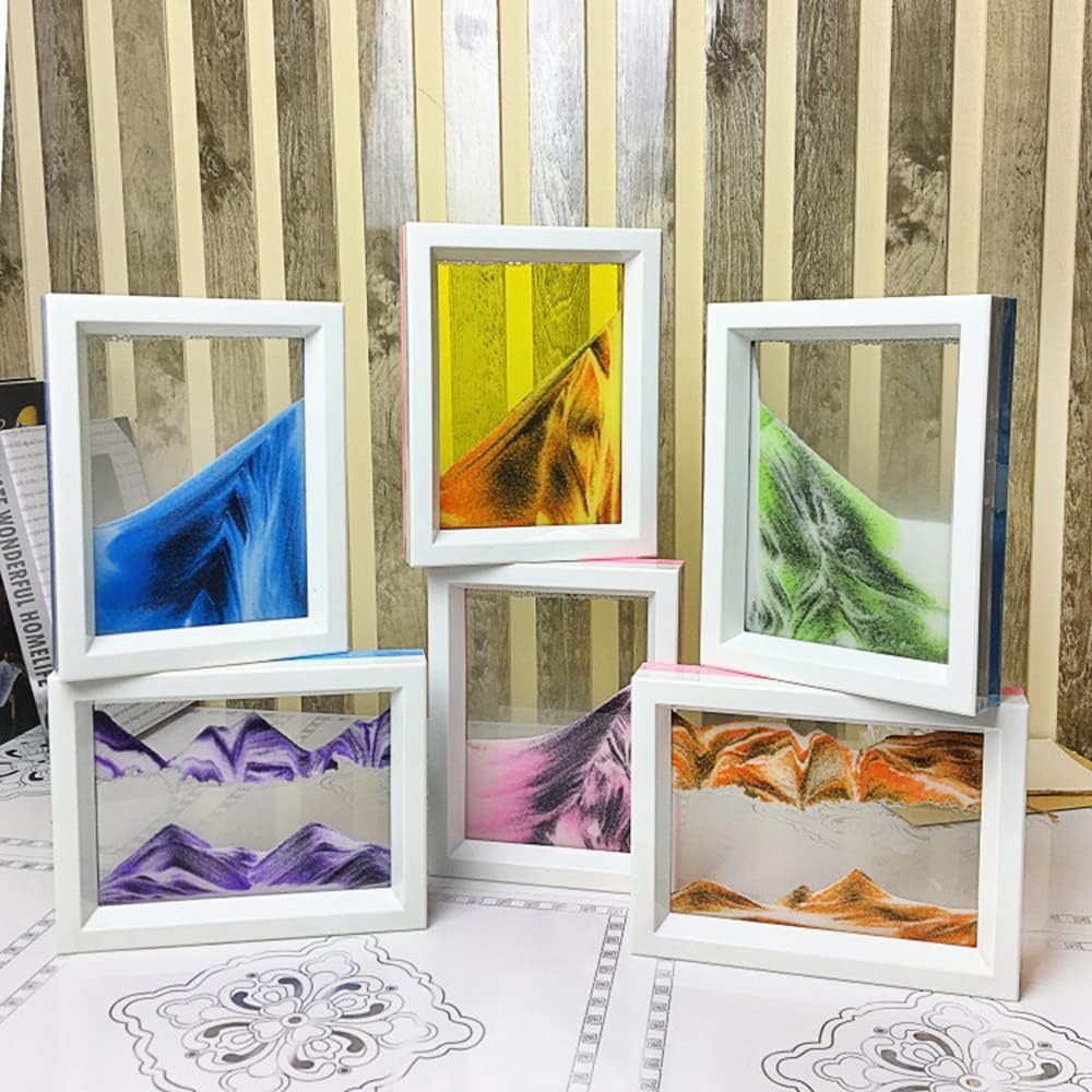 Moving Sand Art Picture and Liquid Motion Bubbler for Sensory Play Calm Stress Relief Fidget ADHD Anxiety Autism Activity for Children Kid Adult Home Office Desk Decor Birthday, Blue