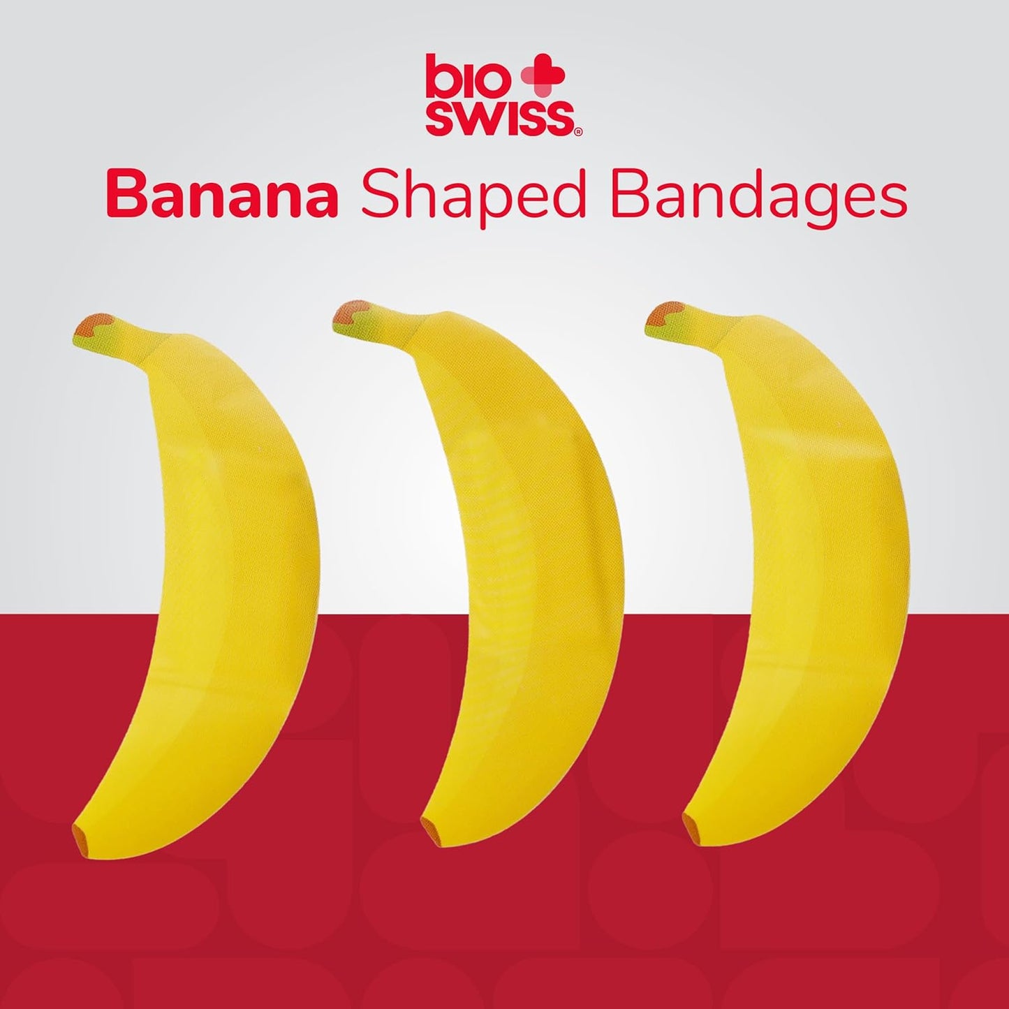 BioSwiss Bandages, Banana Shaped Self Adhesive Bandage, Latex Free Sterile Wound Care, Fun First Aid Kit Supplies for Kids, 24 Count