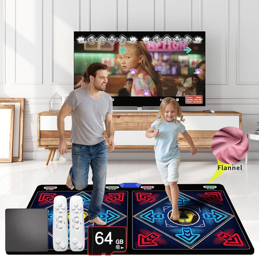 Music Dance Mat for Kids & Adults,Ideal for Fitness Dance Games,64GB Memory Card,899 Games,75 Music Videos,650 Songs.for TV use,Made of Premium Flannel,a Luxurious Gift for Children