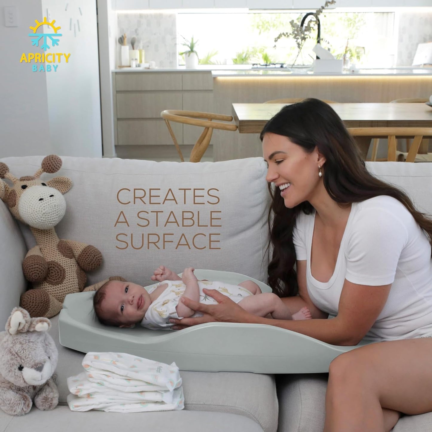 Apricity Baby Changing Pod -Sage- Waterproof Non-Slip Changing Pad Easy-to-Clean Diaper Changing Station for Dresser Tops Large Portable Wipeable Changing Pad for Newborns to Toddlers Diaper Changer