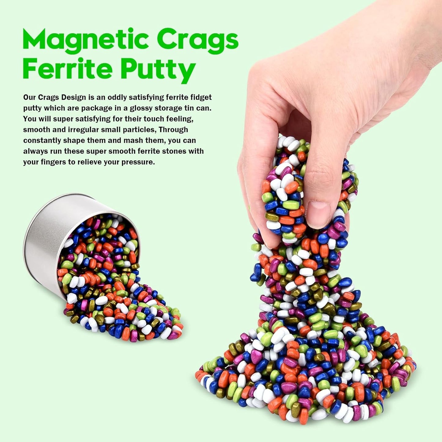 Fidget Toys Adults, Magnetic Balls, Stress Anxiety Relief Cool Gadgets, Mini Ferrite Putty Sensory Toys, Magnet Desk Toys in Office, Magnetic Beads Fidget Toys for Adults (Rainbow Color, 500 PCS)