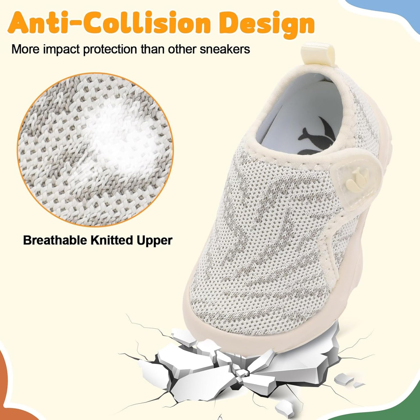 FEETCITY Baby Shoes Boys Girls First Walking Shoes Infant Sneakers Lightweight Slip On Shoe