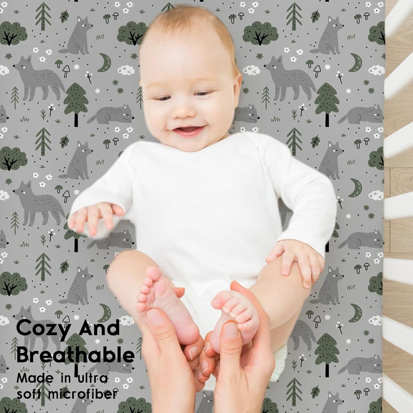 Yoofoss Baby Crib Sheets for Boys Girls, Fitted Crib Sheet 2 Pack for Standard Crib and Toddler Mattress, Super Soft Microfiber Baby Sheet 28x52x8in(Fox)