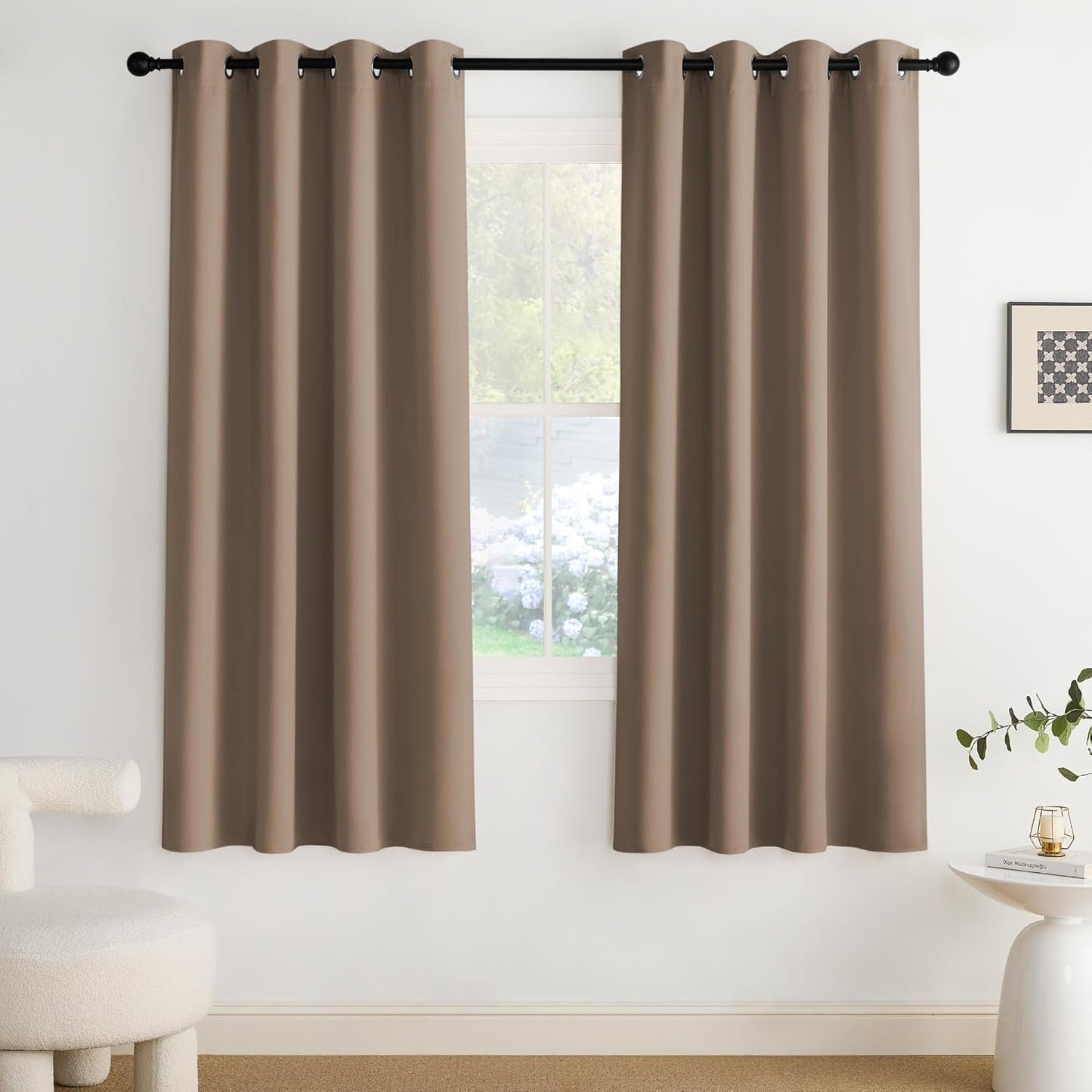 NICETOWN Cappuccino Blackout Curtains for Bedroom 72 inches Long, Thermal Insulated Grommet Curtains for Living Room, Noise Reducing Window Treatment Drapes for Nursery, Laundry, 2 Panels, W52