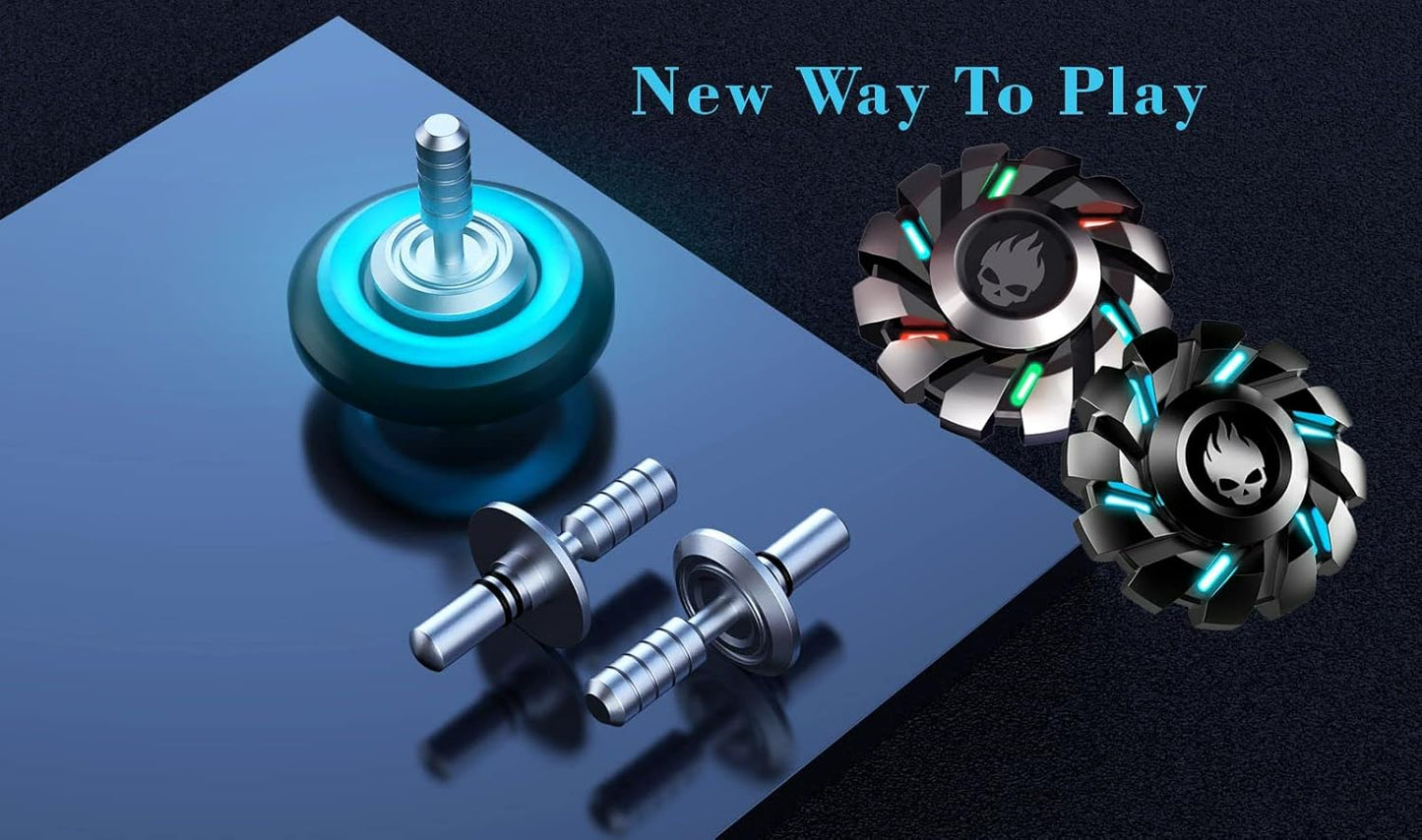 Black Gear Fidget Spinner, Colorful Glow in The Dark, High Speed and Silence, Cool Metal Mechanical Gear Shape Design with Skull Symbol, Anti-Anxiety and Stress Release for Kids and Adults