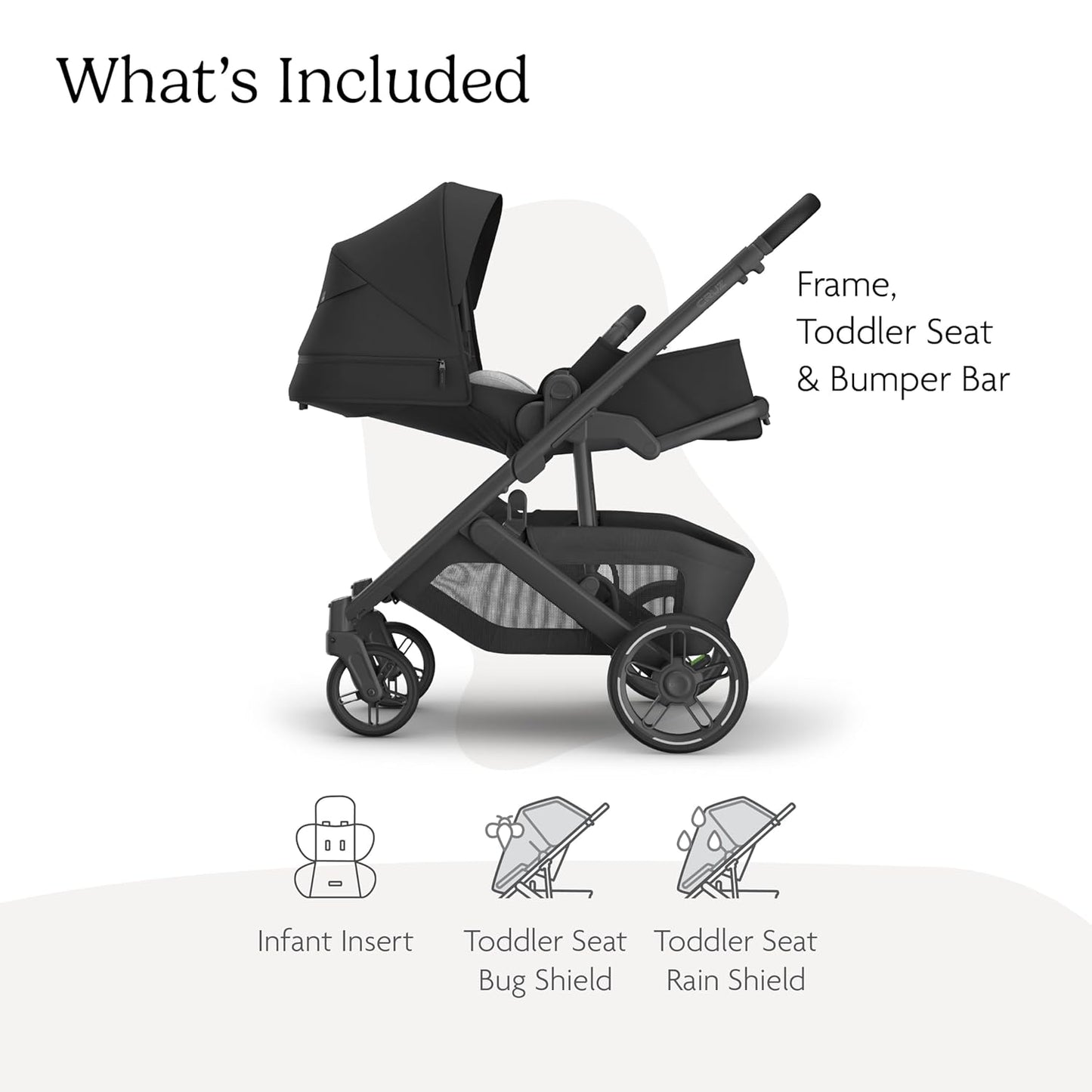 UPPAbaby Cruz V3 Stroller - from Birth + Car Seat Compatible - Full-Size, Reversible Seat - Infant Insert, Bug and Rain Shields Included - Jake (Charcoal/Carbon Frame/Black Leather)
