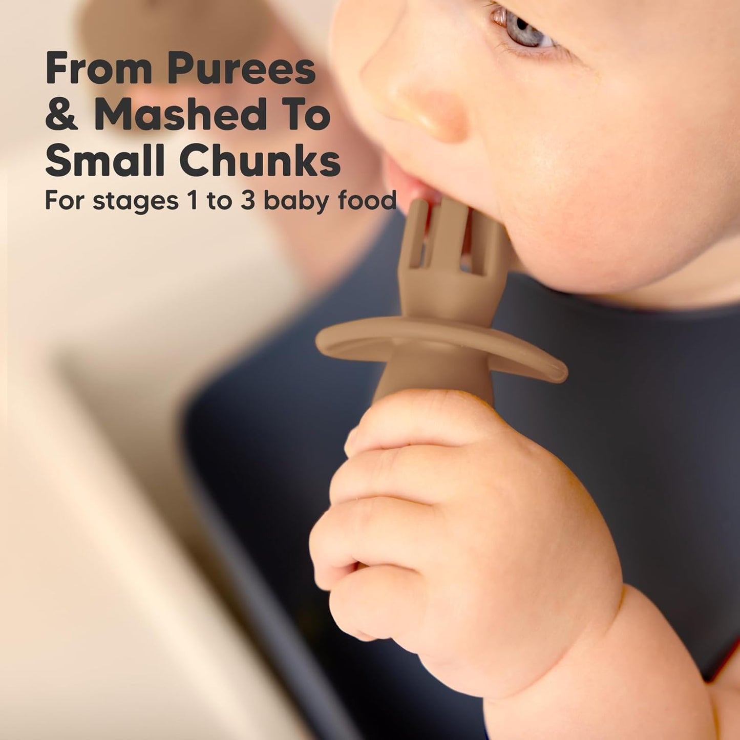 KeaBabies 4-Pack Silicone Baby Spoons and Forks Set - Baby Led Weaning Utensils 6-12 Months, Self Feeding Toddler Spoon & Fork for Training, Teething, Easy to Hold, BPA-Free Silicone (Desert)