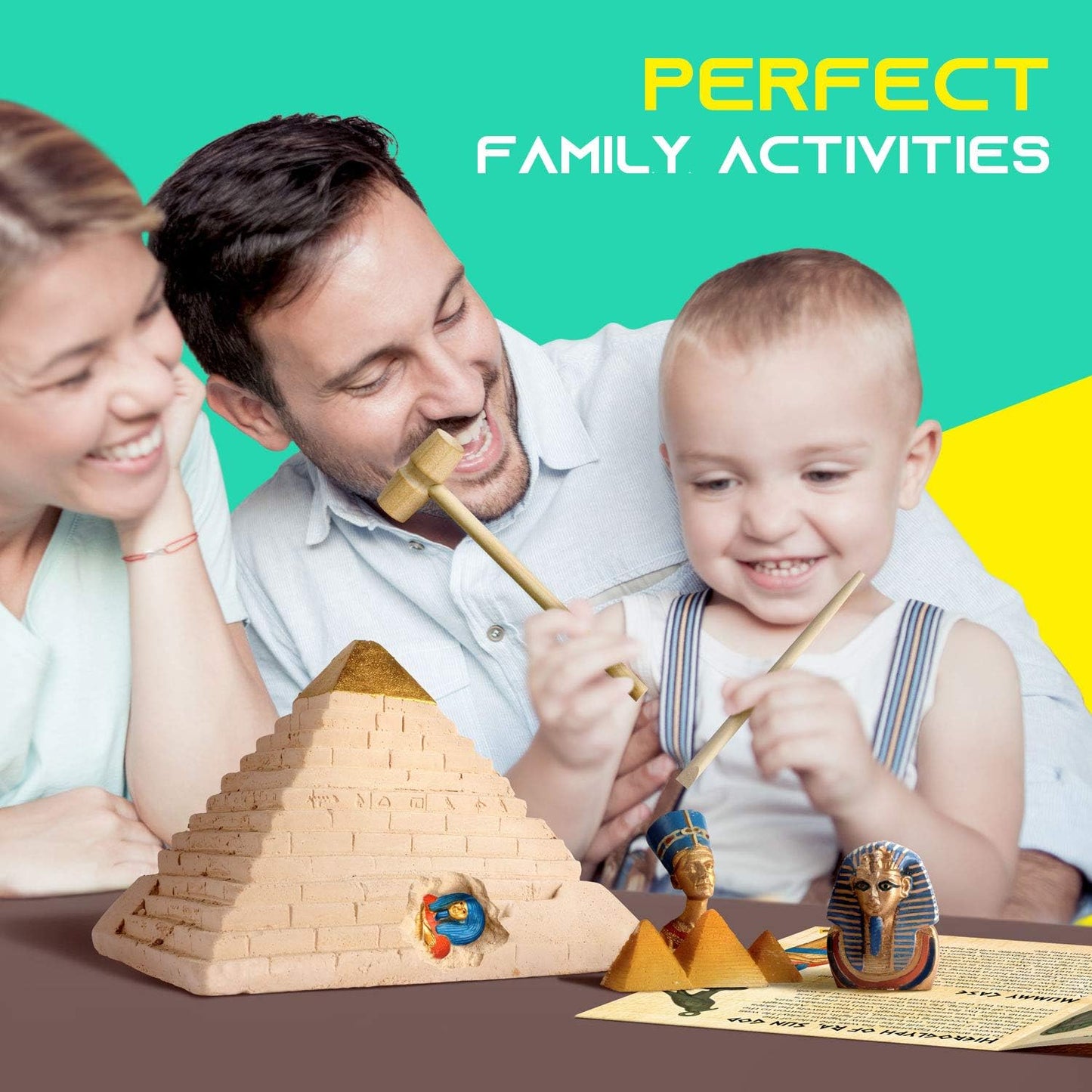 XXTOYS Pyramids Dig Kit, Ancient Egyptian Civilization Civilization Excavation Set Including Mummy Case Sun God Great Sphinx and More, STEM Science Educational Toys Archaeology Gifts for Boys & Girls