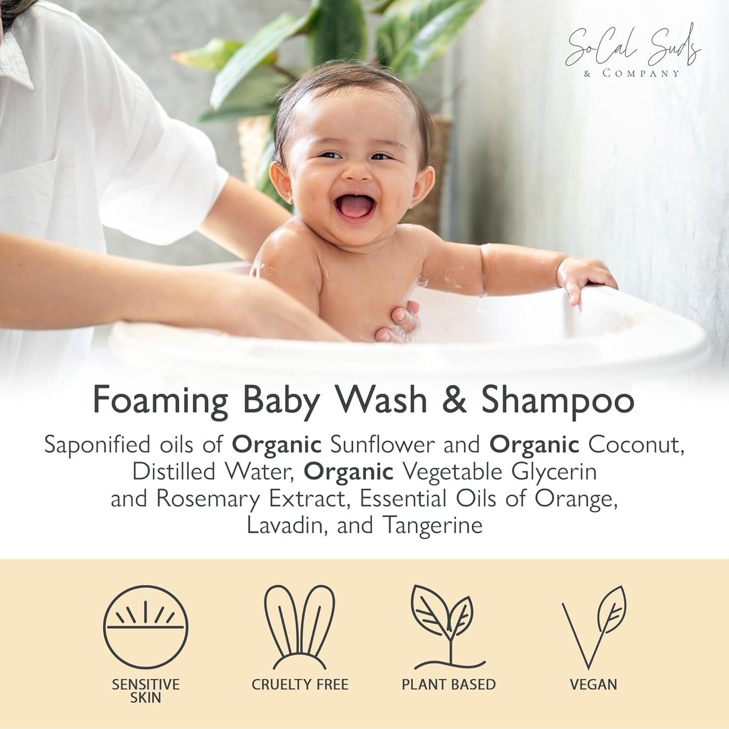 SoCal Suds & Company 2oz Organic Foaming Baby Wash & Shampoo - Soft Citrus