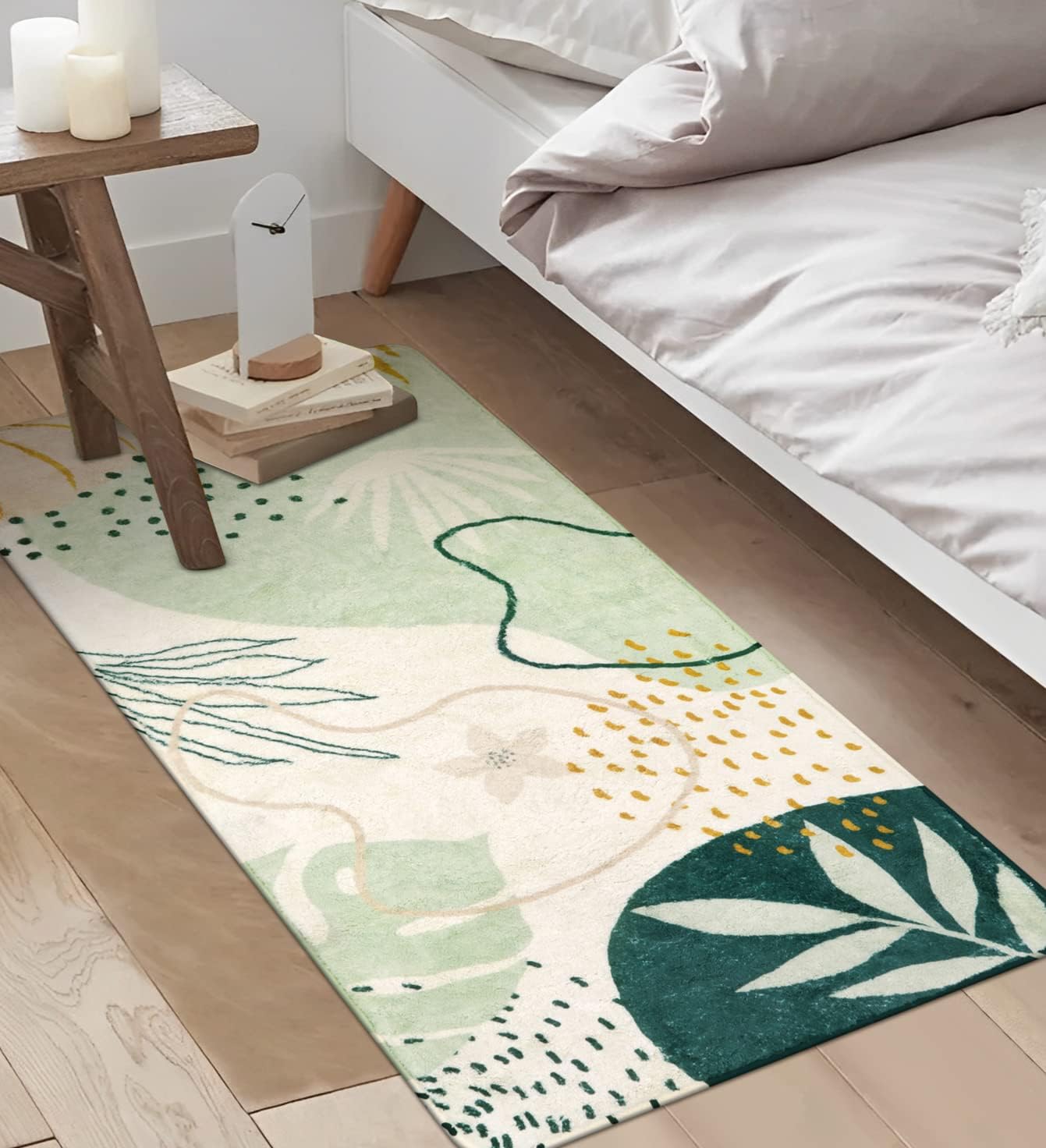 Lahome Washable Hallway Runner Rug - 2x4 Rugs for Bedroom Non-Slip Low-Pile Soft Bath Runner Rug Laundry Room Area Rug Botanical Print Throw Green Kitchen Mat Carpet Runner for Entrance Living Room