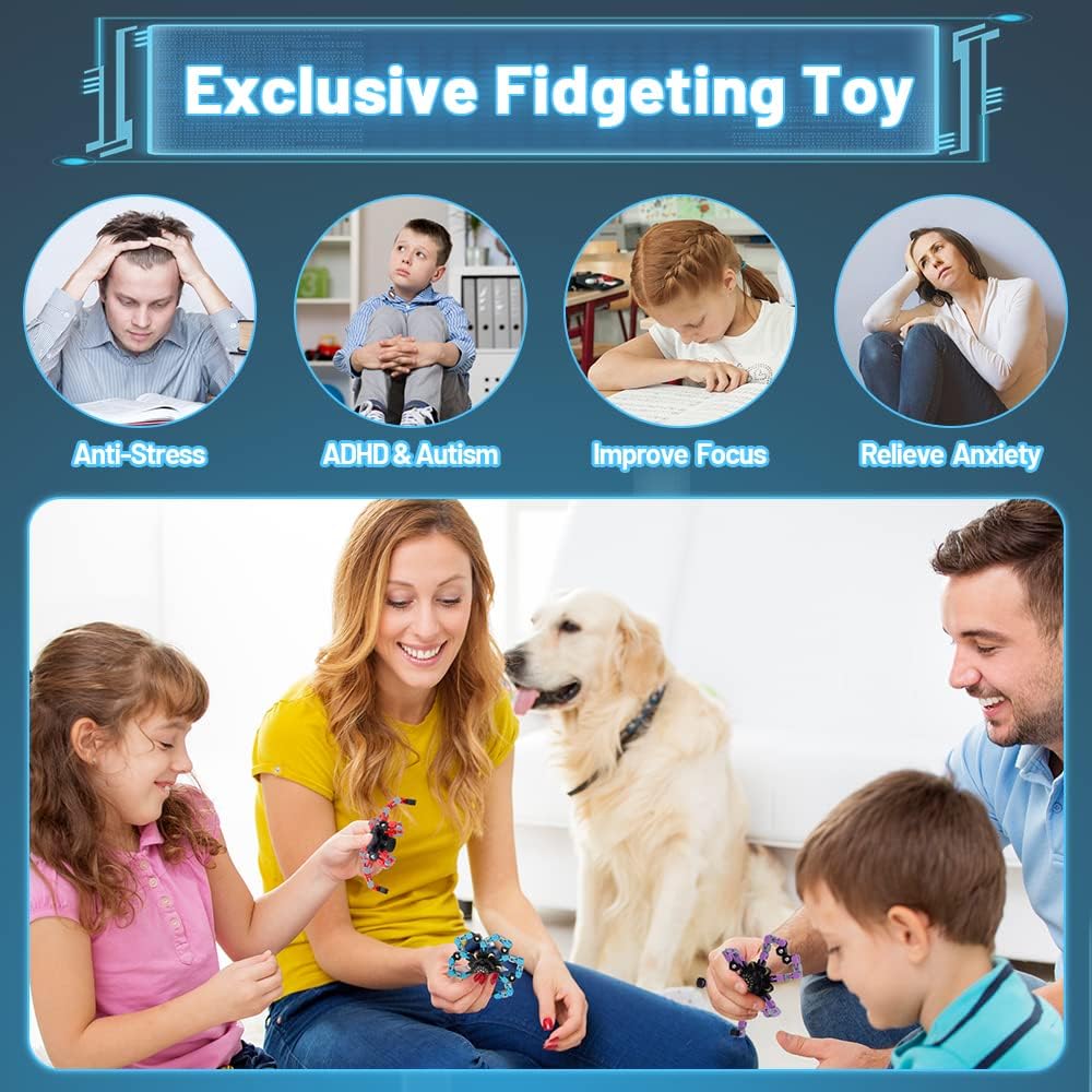 8PCS Transformable Fidget Spinner Toy for Kids Adults, Deformation Robot Chain Spinner Fingertip Gyro Toys for Boys Girls 8-12, Stress Relief Sensory Toys for Goodie Bag Fillers Kids Travel