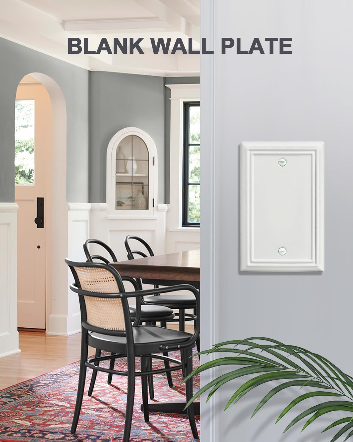 2-Pack Blank Wall Plate, Metal Plate Cover for Unused Outlets, Off White Finish, 3.15''*4.88'', Midsize