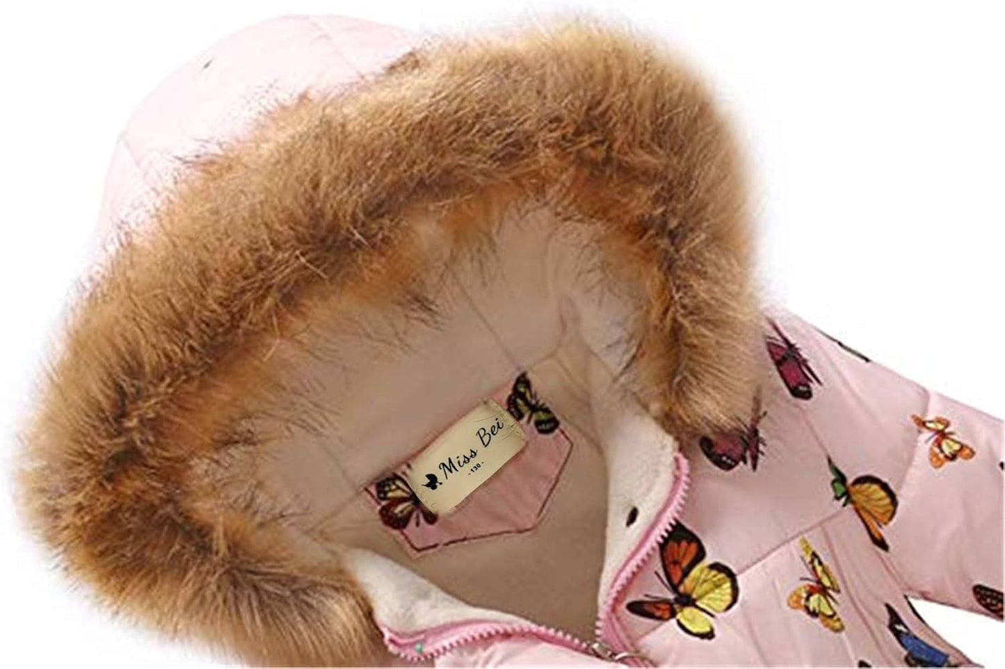 Miss Bei Girl's Winter Coat Jacket Hooded Kids Toddler Flower Print Parka Outwear Warm Cotton Puffer Hooded Jacket
