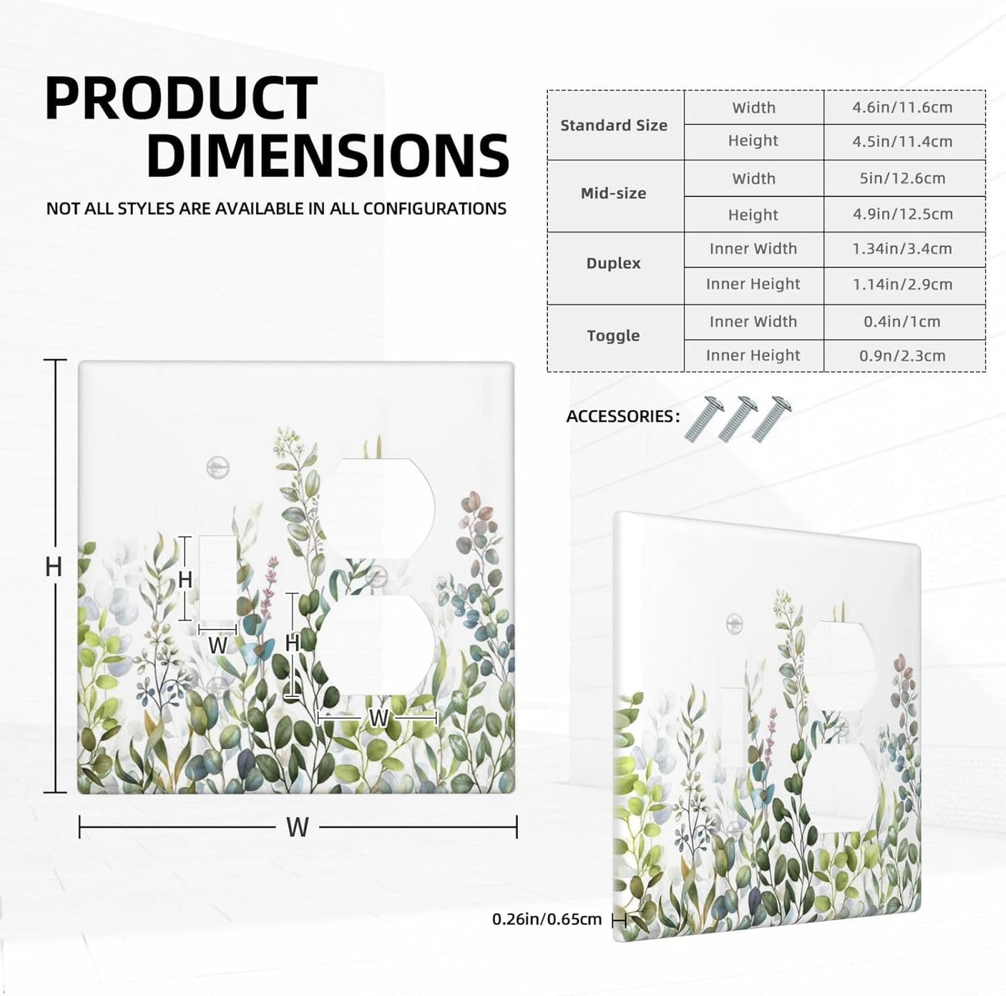 Green Eucalyptus Leaf Plant Herbs Springnature Wallplates 1 Toggle 1 Duplex Switch Plate Electrical GFCI Faceplate Decorative Light Switch Covers for Bed Room Living Room Decor