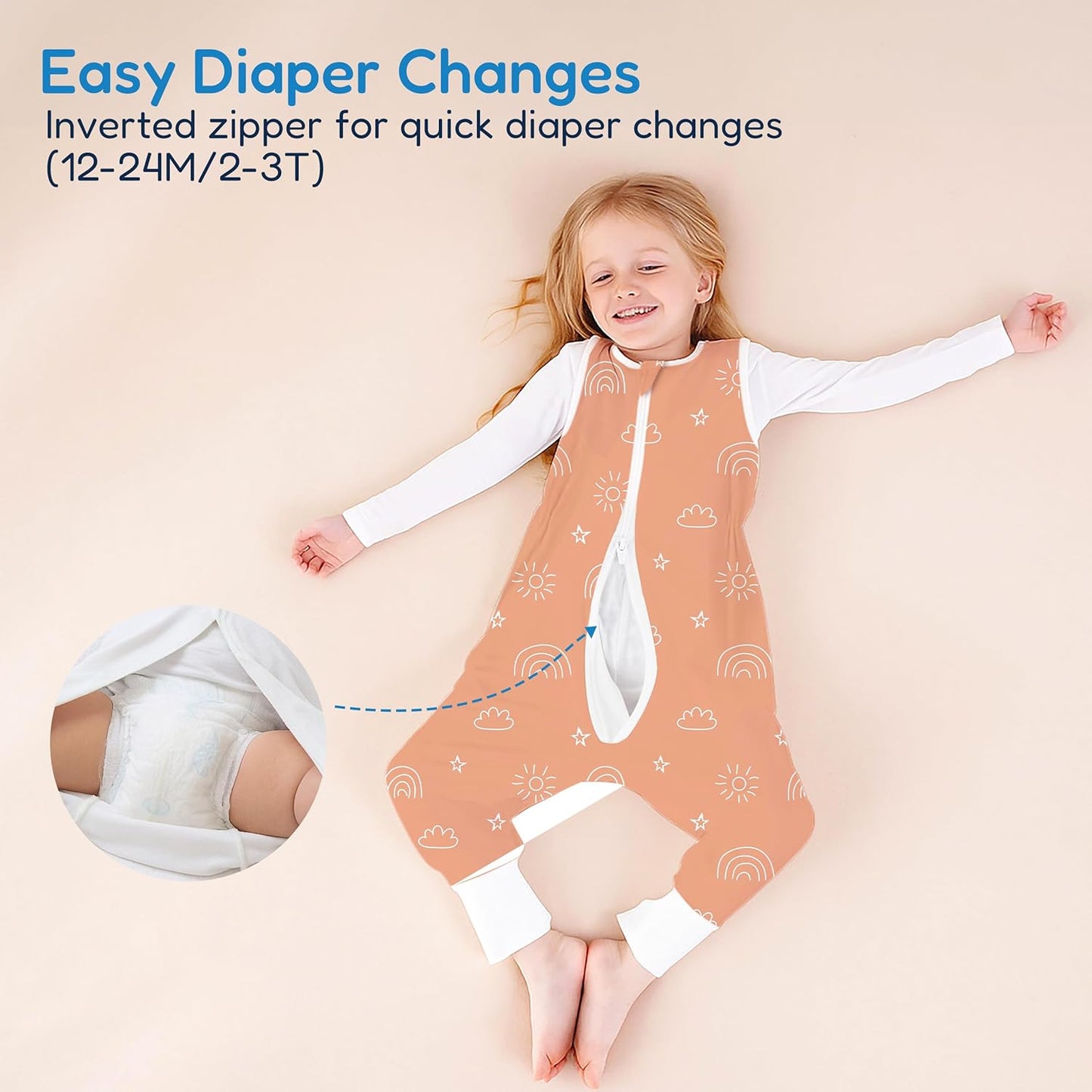 TotAha Toddler Sleep Sack with Legs, 0.5 TOG Light and Soft Baby Sleeping Bag, Walker Sleep Sack for Babies 12-24M, 2T-3T