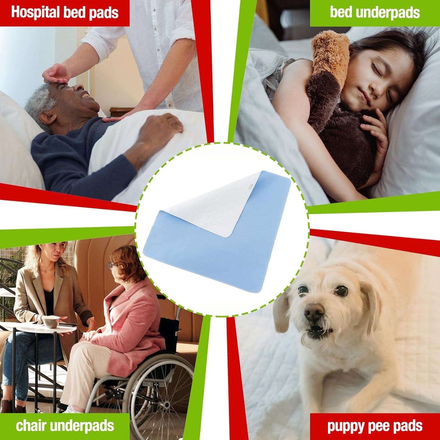 Bamuho Bed Pads for Incontinence Washable with 4 Layers of Protection, Waterproof Bed Pads Large 34" x 52" Great for Adult, Children and Pets