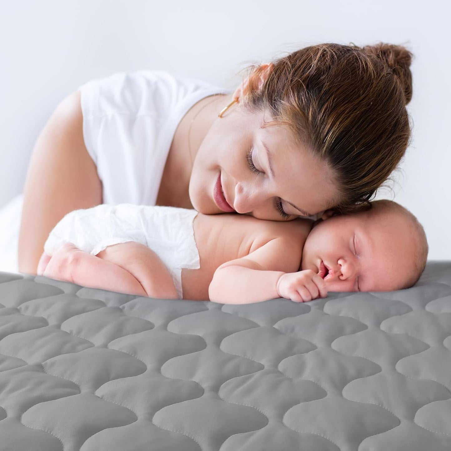Yoofoss Waterproof Mini Crib Mattress Protector, Quilted Baby Mattress Pad Cover Soft and Breathable, Machine Washable Portable Mattress Protector for Standard Mini Crib Size 38"X24" - Dark Grey