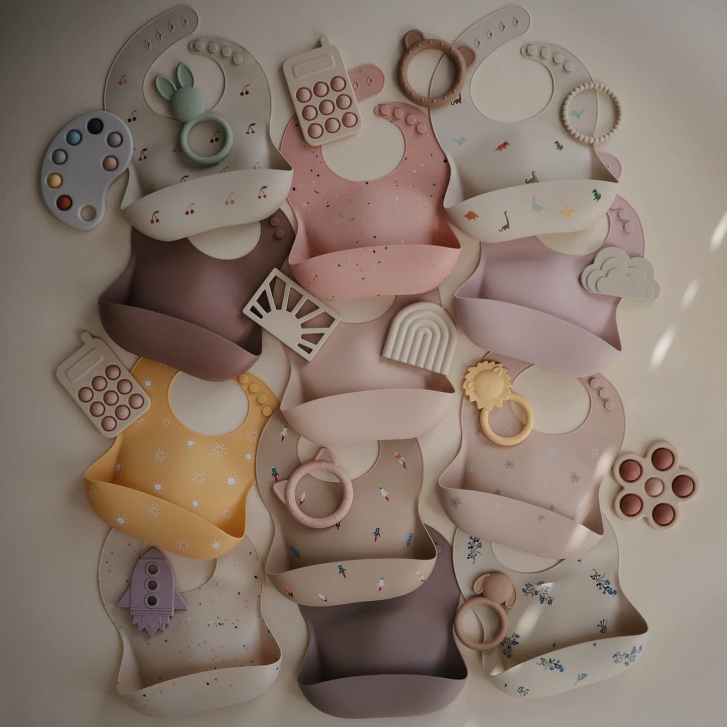 mushie Silicone Baby Bib | Adjustable Fit Waterproof Bibs (Sun Orange)