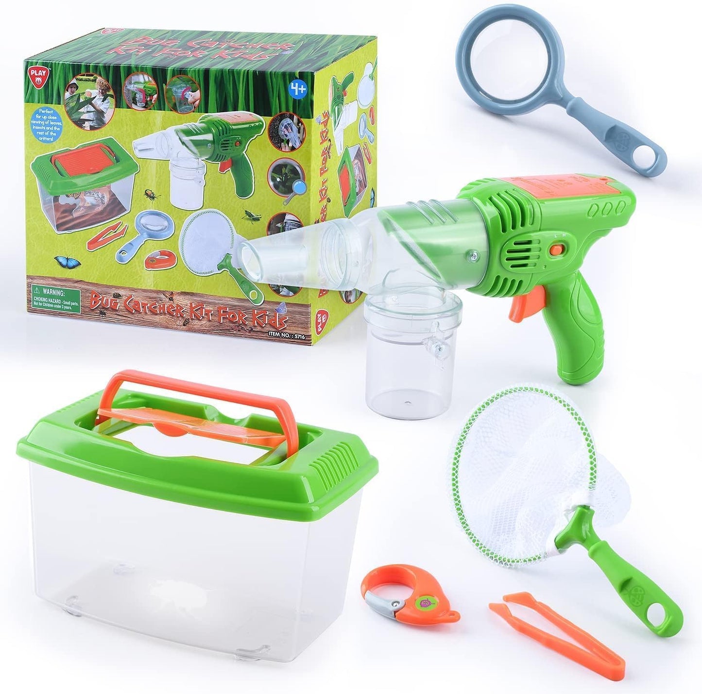 PLAY Bug Catcher Kit,Outdoor Toys for Kids Ages 4-8 8-12,Bug Catcher Vacuum with Critter Habitat Case,Butterfly net,Magnifying Glass,Toddler Outside Toys for 3 4 5 6 7 8+ Year Old Boys Birthday Gift