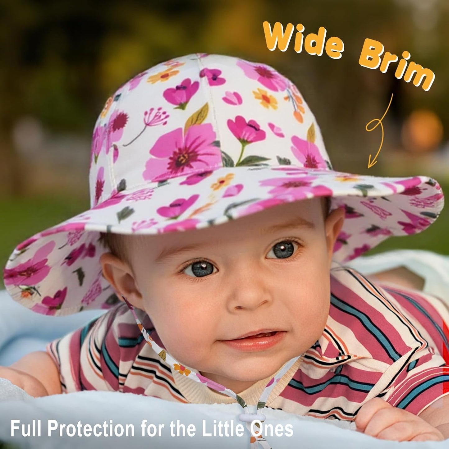 Baby Sun Hat Toddler Girl Beach Hat Adjustable Outdoor Summer Hat UPF 50+ Sun Protection Wide Brim Infant Kids
